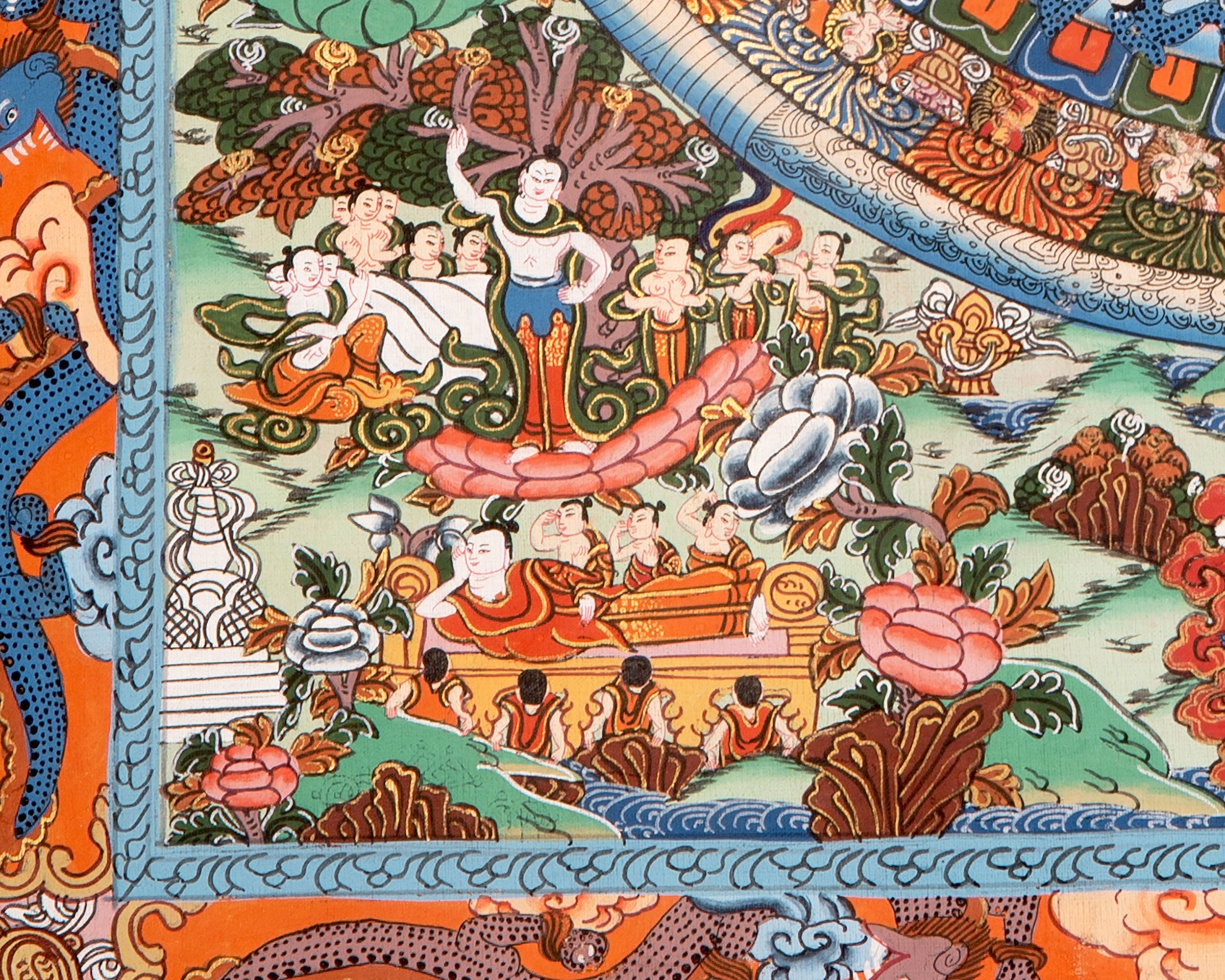 Heruka Mandala Thanka With Brocade | Wall Decor Painting