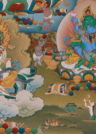 Exquisite Thangka of Guardian King Vaisravana | Assembly of Wealth Deities