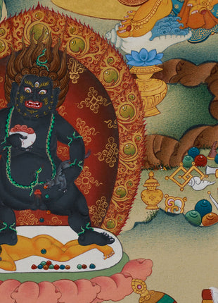 Guardian of Wealth Jambhala Thangka | Divine Blessings of Fortune & Well-Being