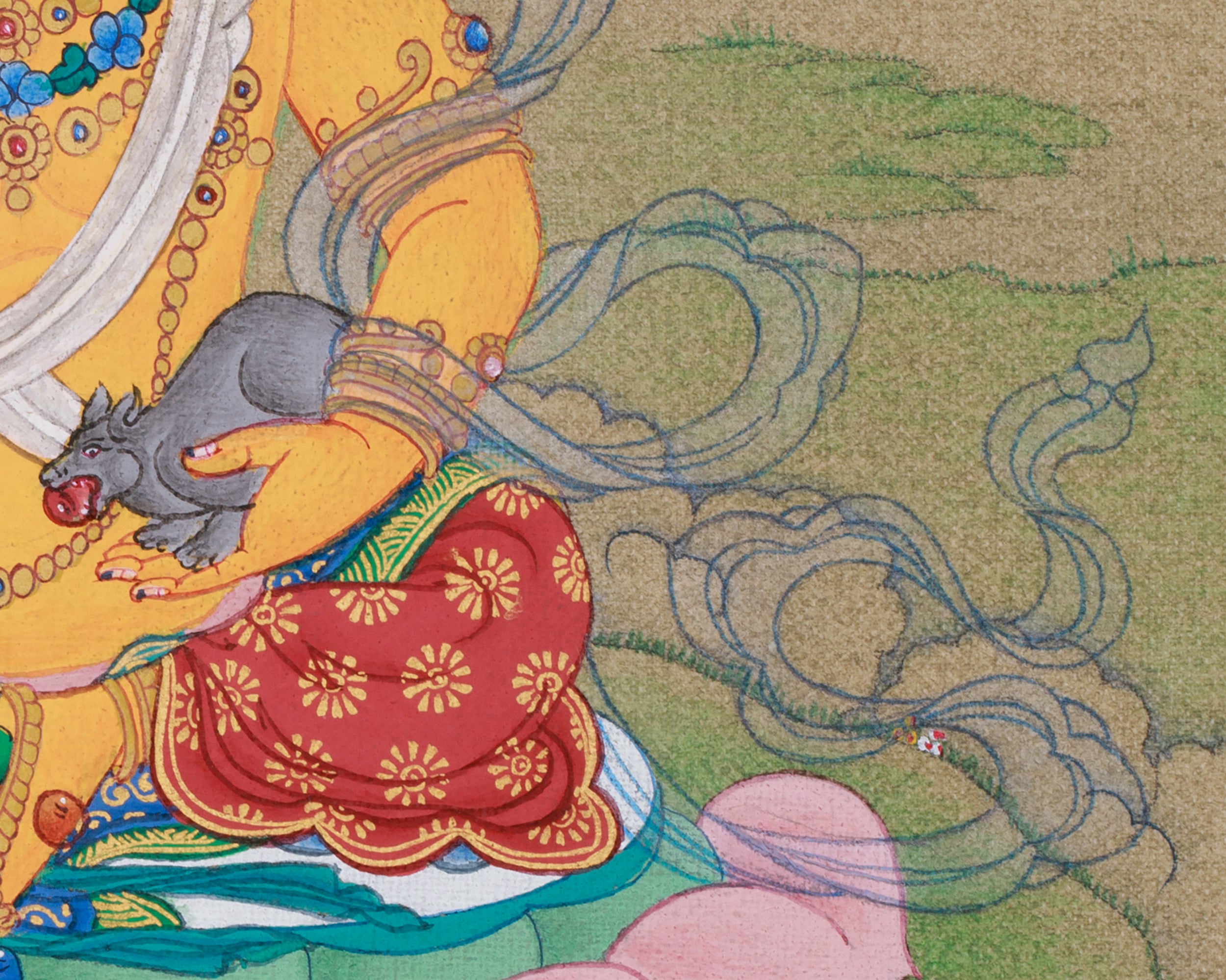 Traditional Dzambhala Thangka | Buddha of Wealth and Prosperity