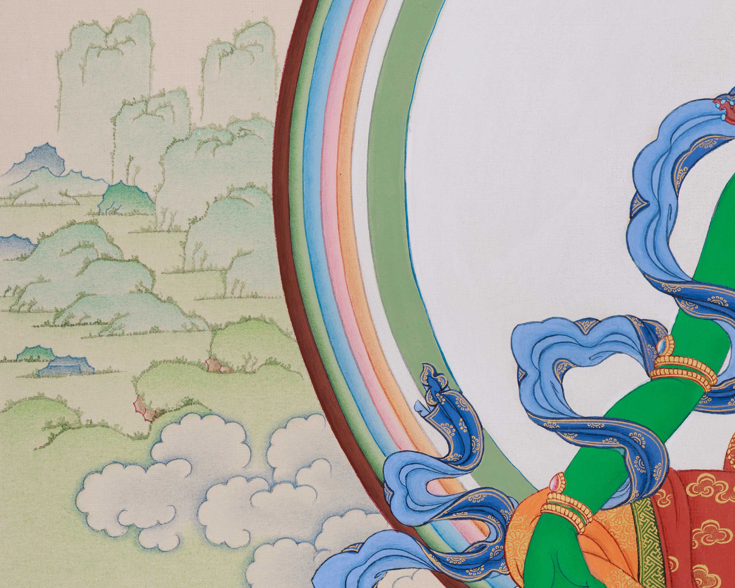 Divine Thangka of Green Tara with Amitabha | Goddess of Compassion and Protection