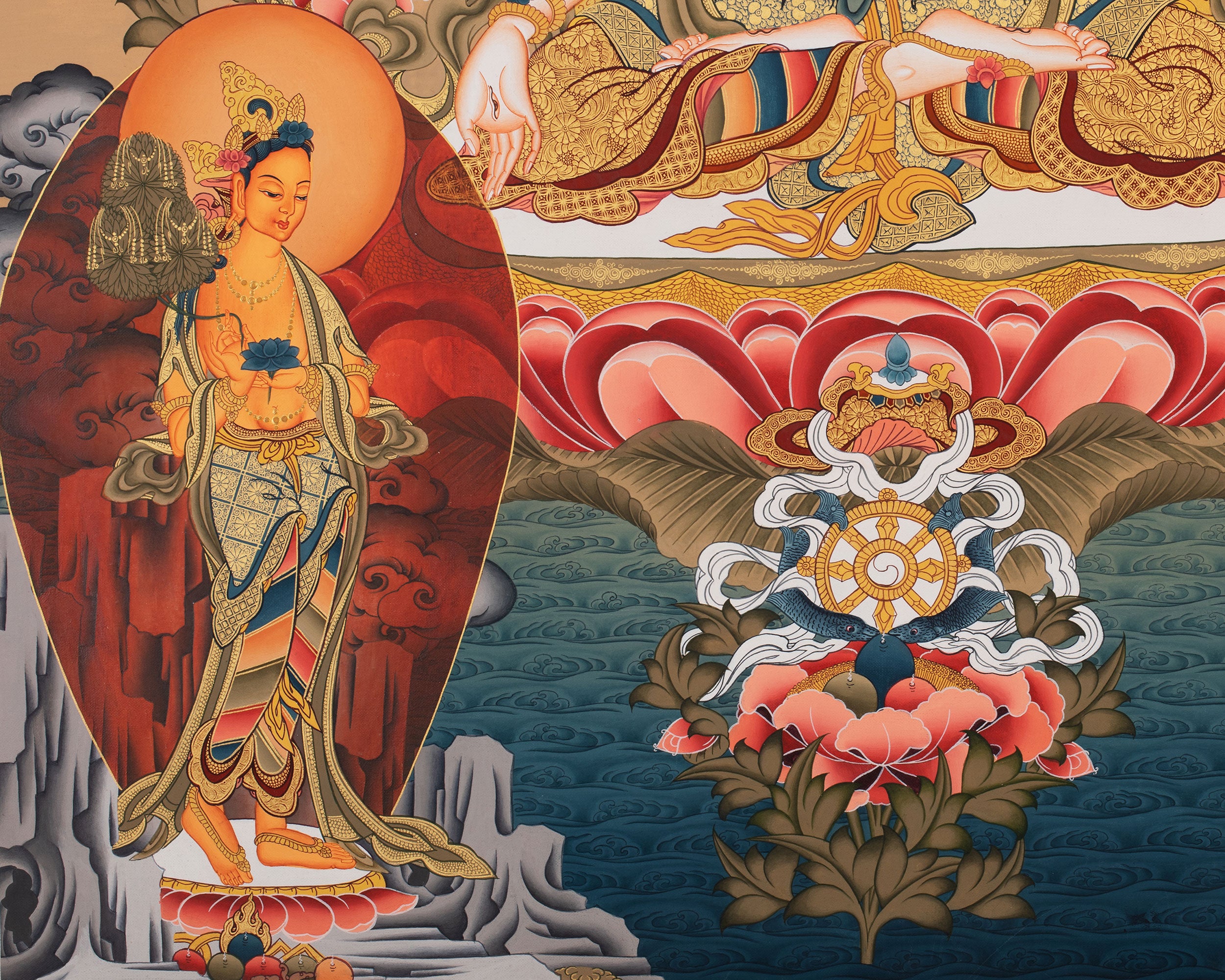 Large Arya Tara Tibetan Thangka | Mother Of Compassion And Wisdom