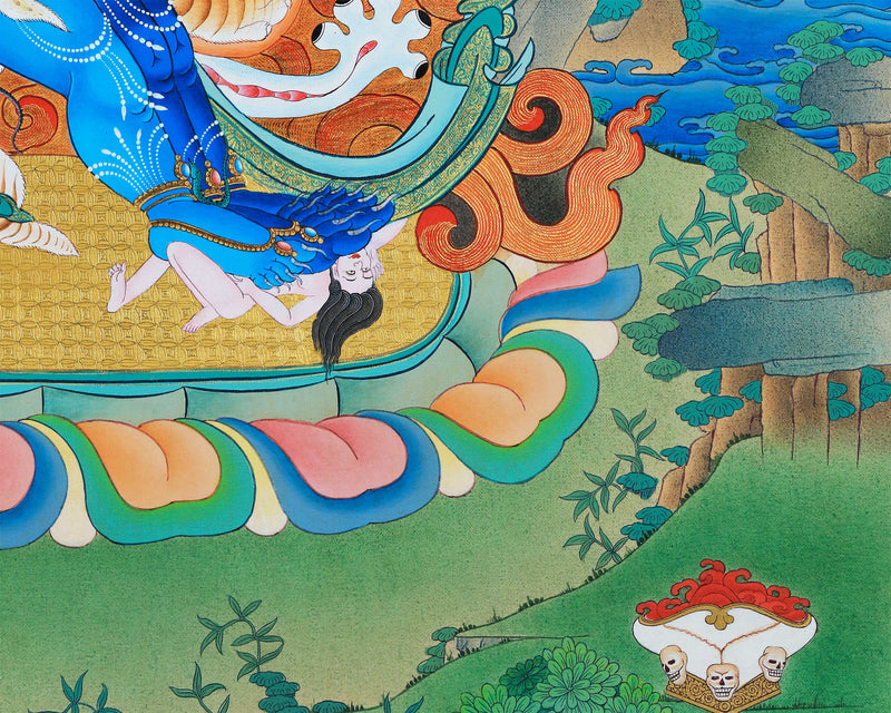 Vajrakilaya Thangka, Tibetan Thangka Painting, High Quality Giclee Canvas Print, Digital Print