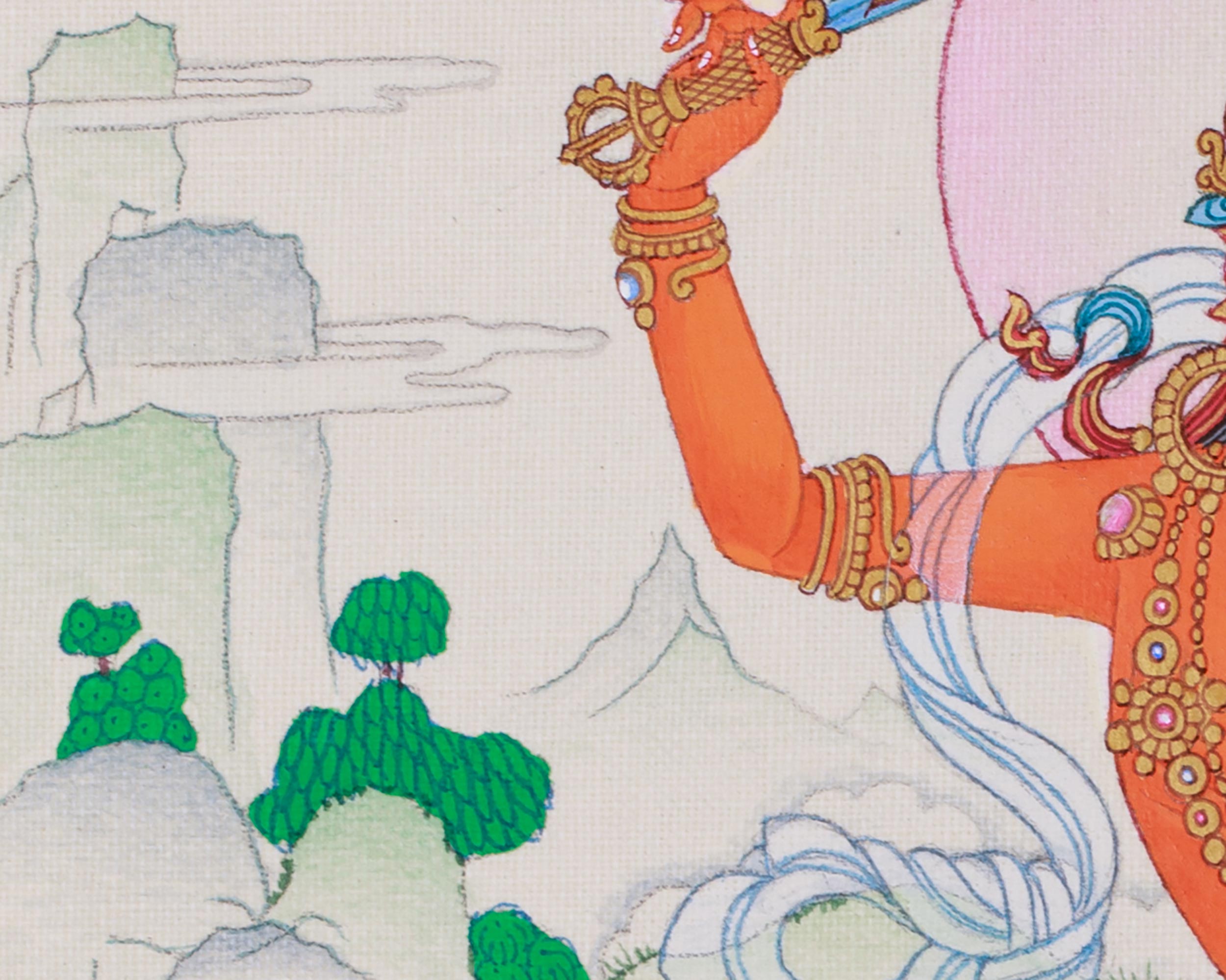 Manjushri Buddhist Thangka | The Divine Bodhisattva of Wisdom and Knowledge
