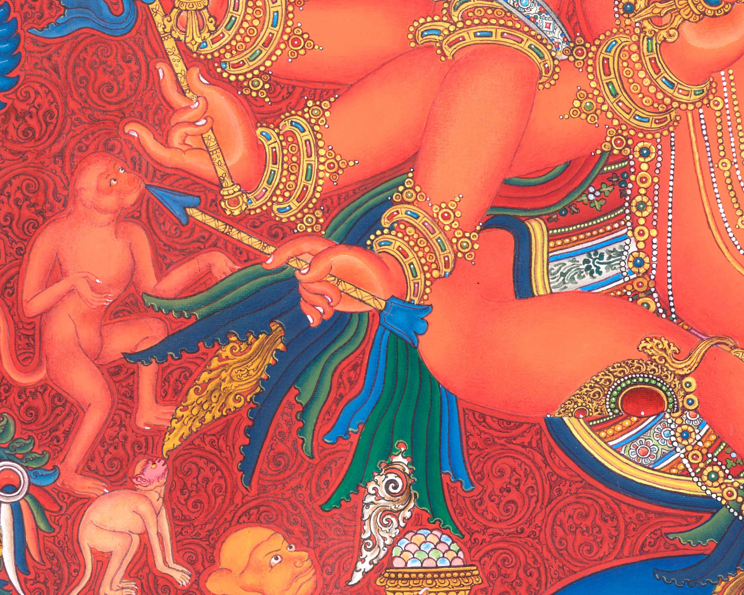 Hand Painted Ganesh Thangka | Hindu Deity Of Wealth | Traditional Wall Decoration
