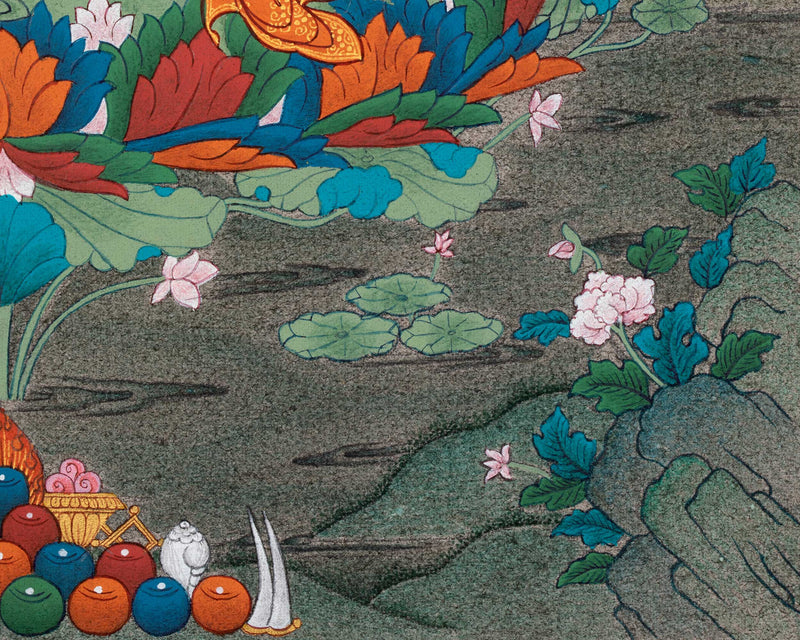 Guru Rinpoche Thangka: 24K Gold Painting