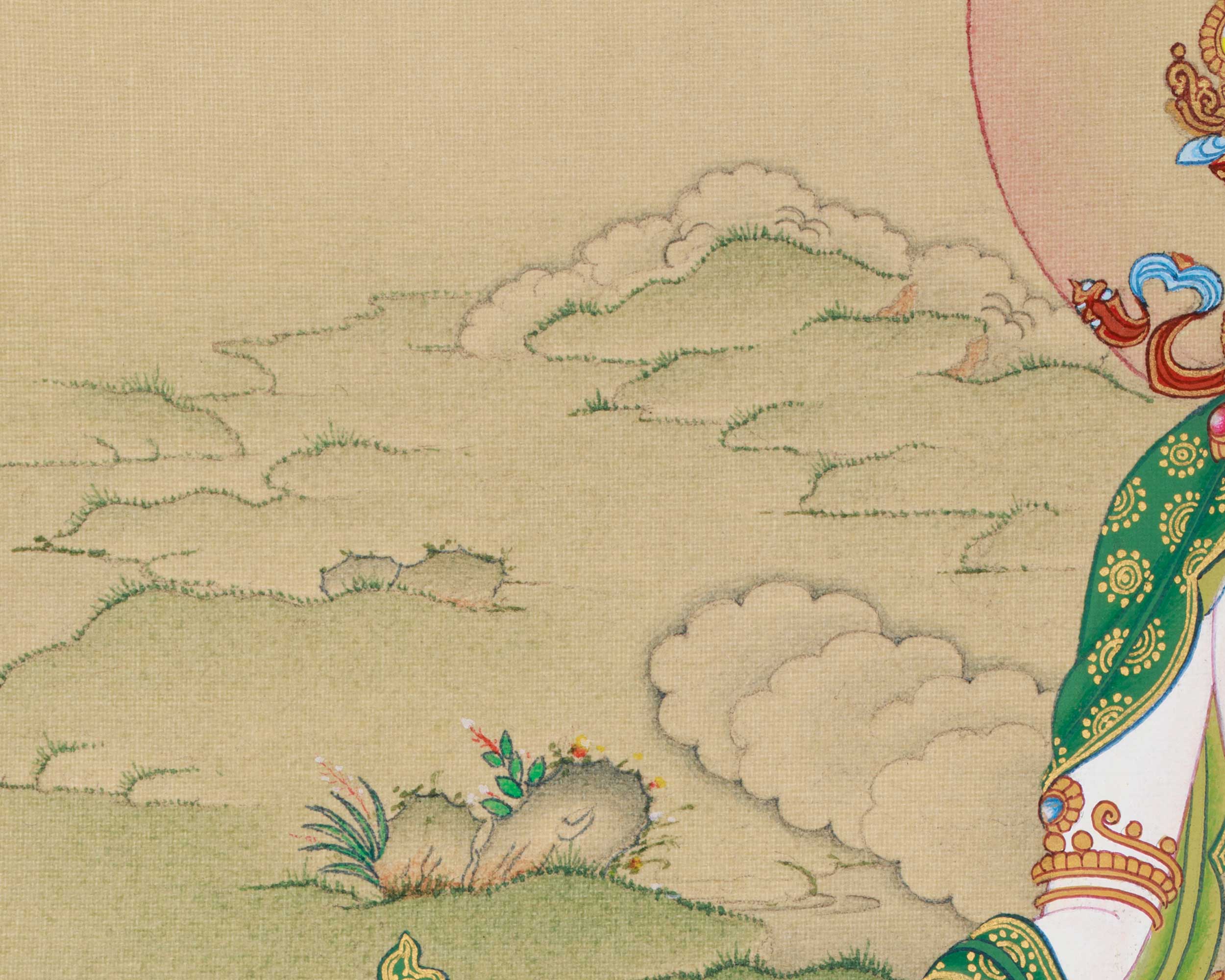 Two-Armed Chenrezig with Amitabha Thangka | Embodying Compassion and Infinite Light