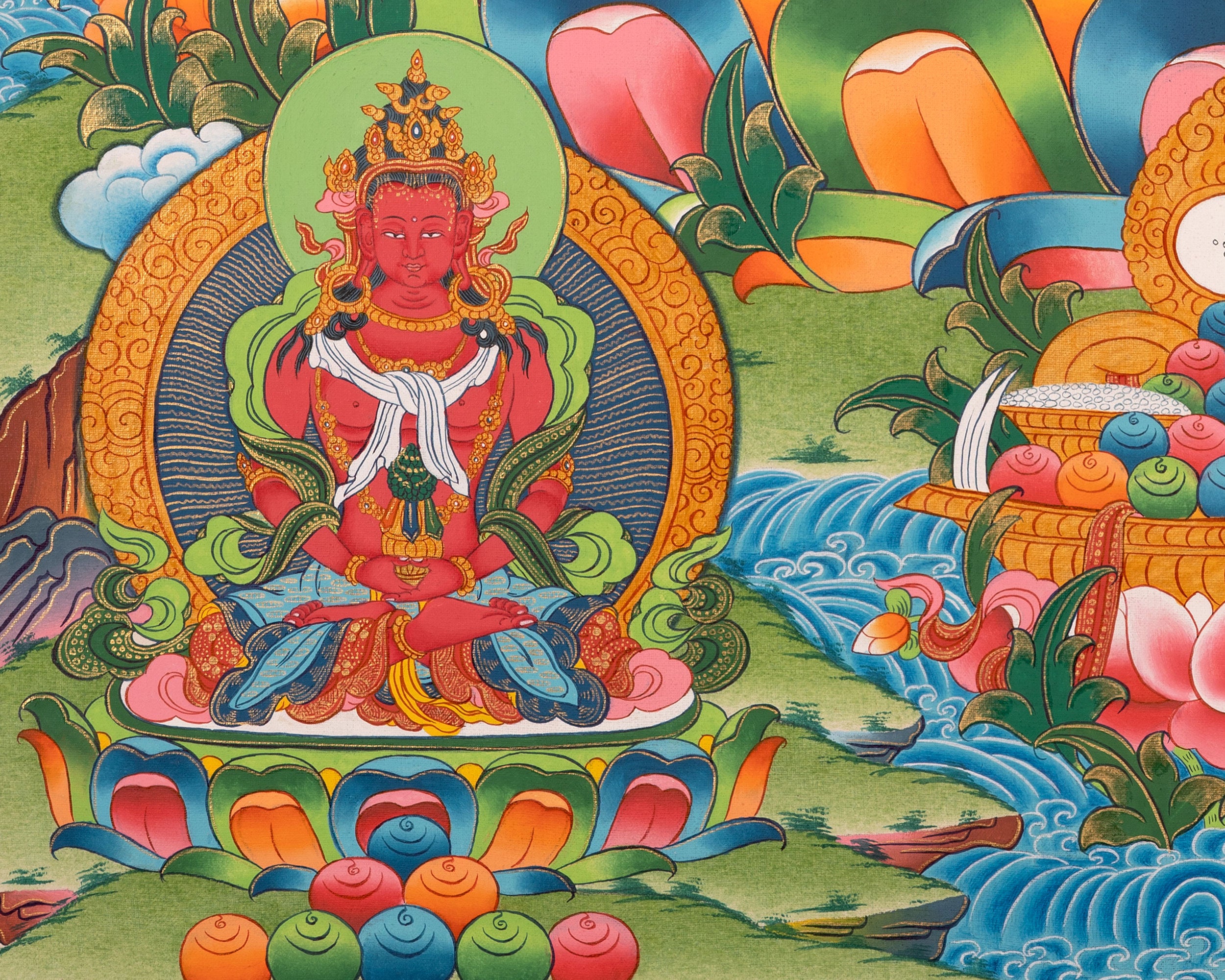 Thangka of Longevity Deity White Tara | Tibetan Goddess of Healing