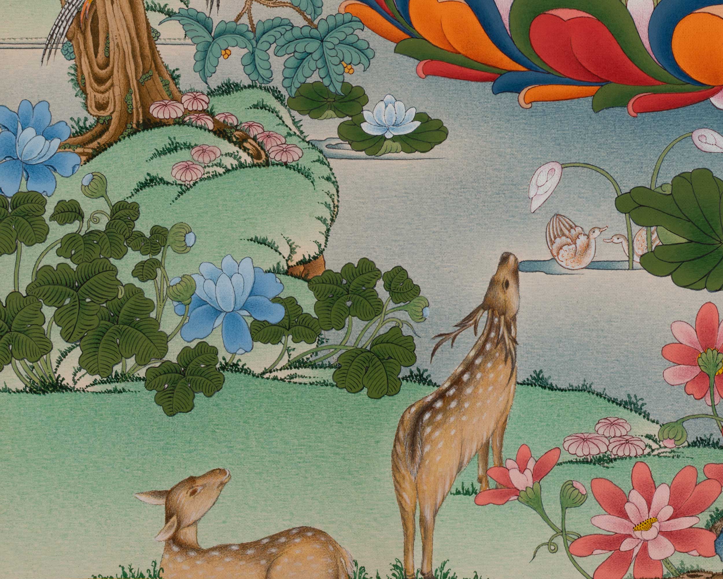 Meditating Shakyamuni Buddha in Jungle, Thangka Paiting