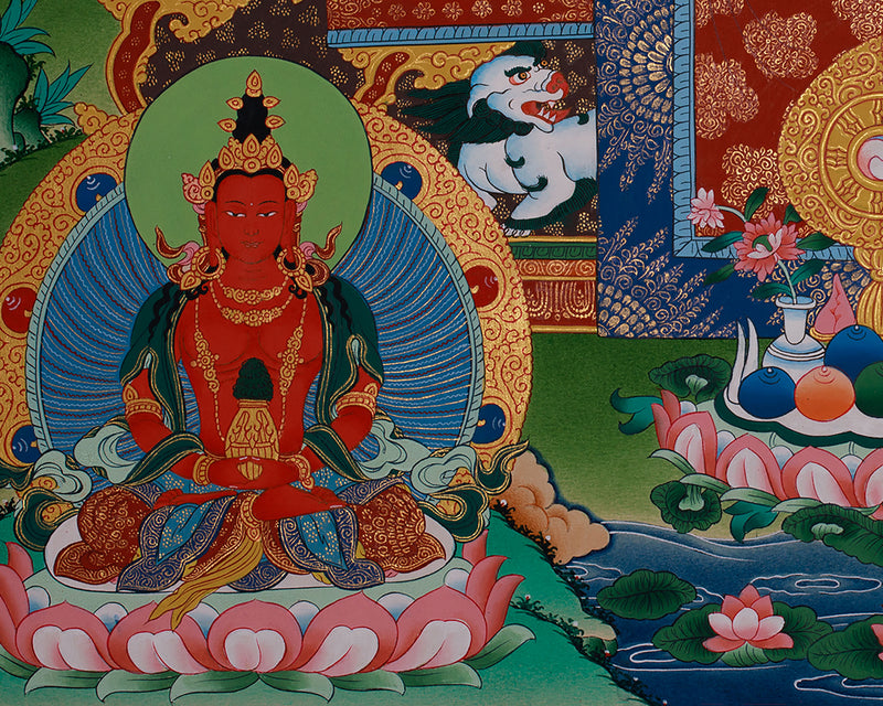 Three Longevity Deities Thangka | White Tara, Amitayus & Namgyalma