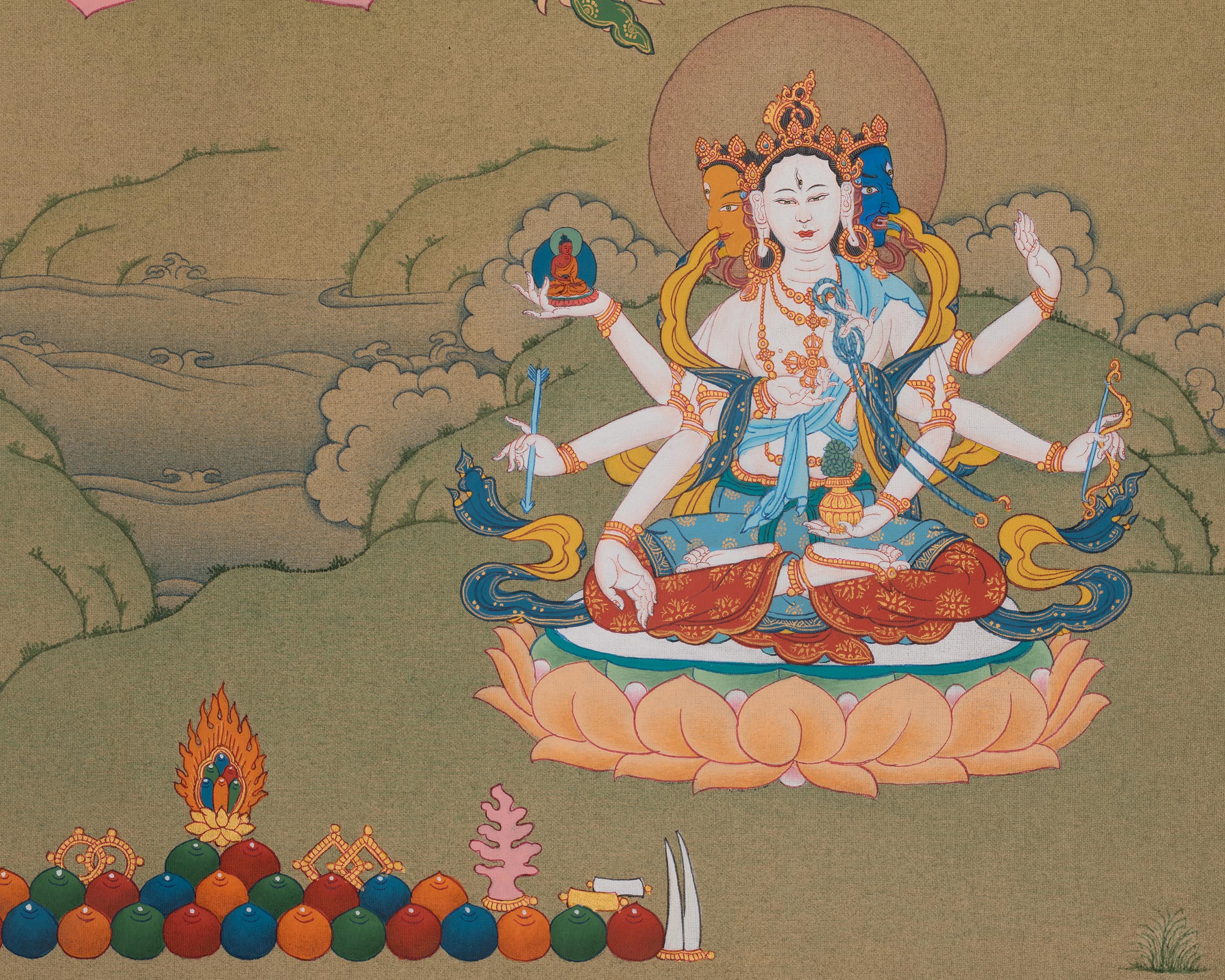White Tara Seven Eyed Deity | Longevity Artwork | Thangka Painting
