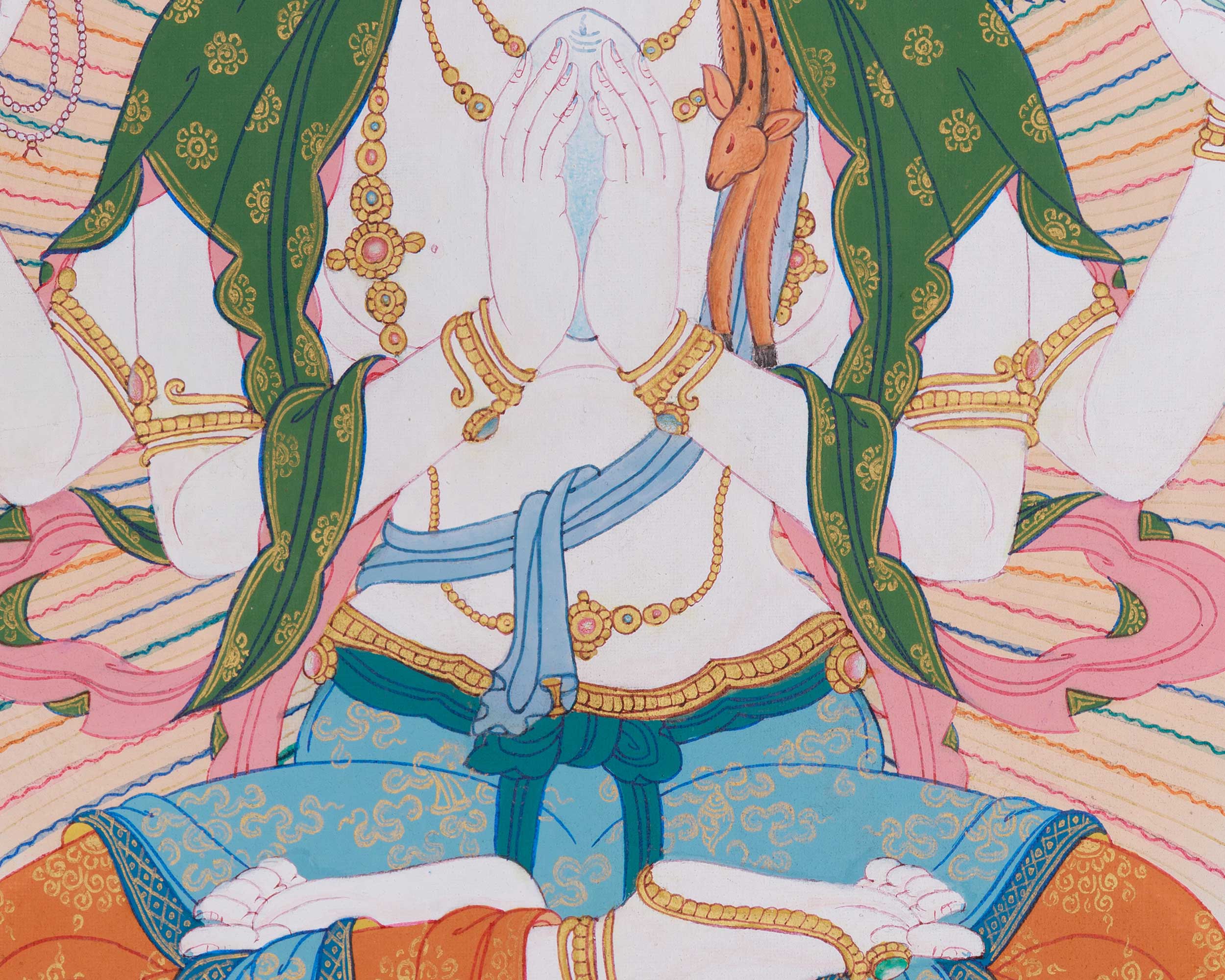 Traditional Handmade Chenrezig Thangka | Bodhisattva of Compassion and Healing
