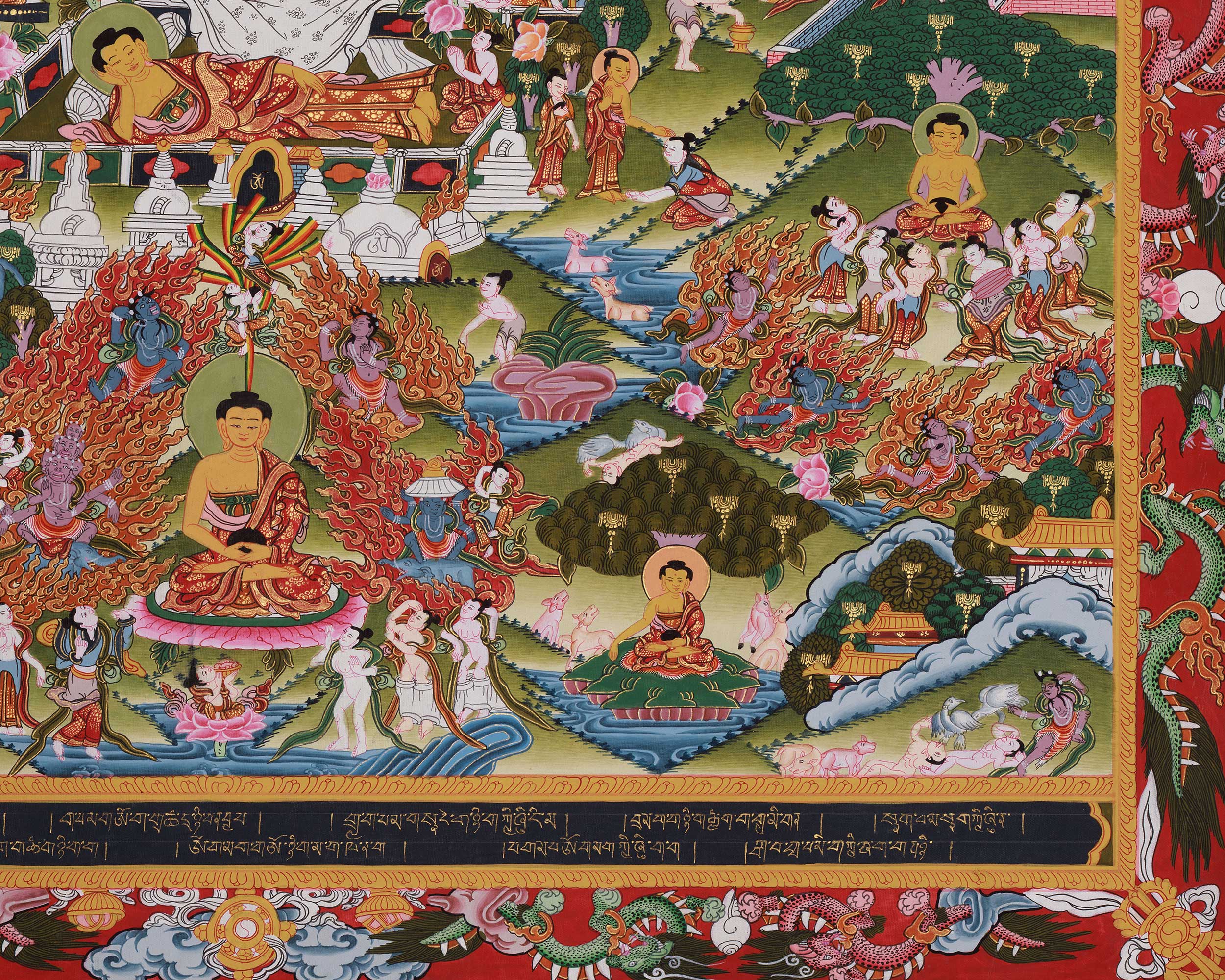 Historical Buddha Life Story Thangka | Traditional Artwork Depicting the Buddha’s Path to Enlightenment