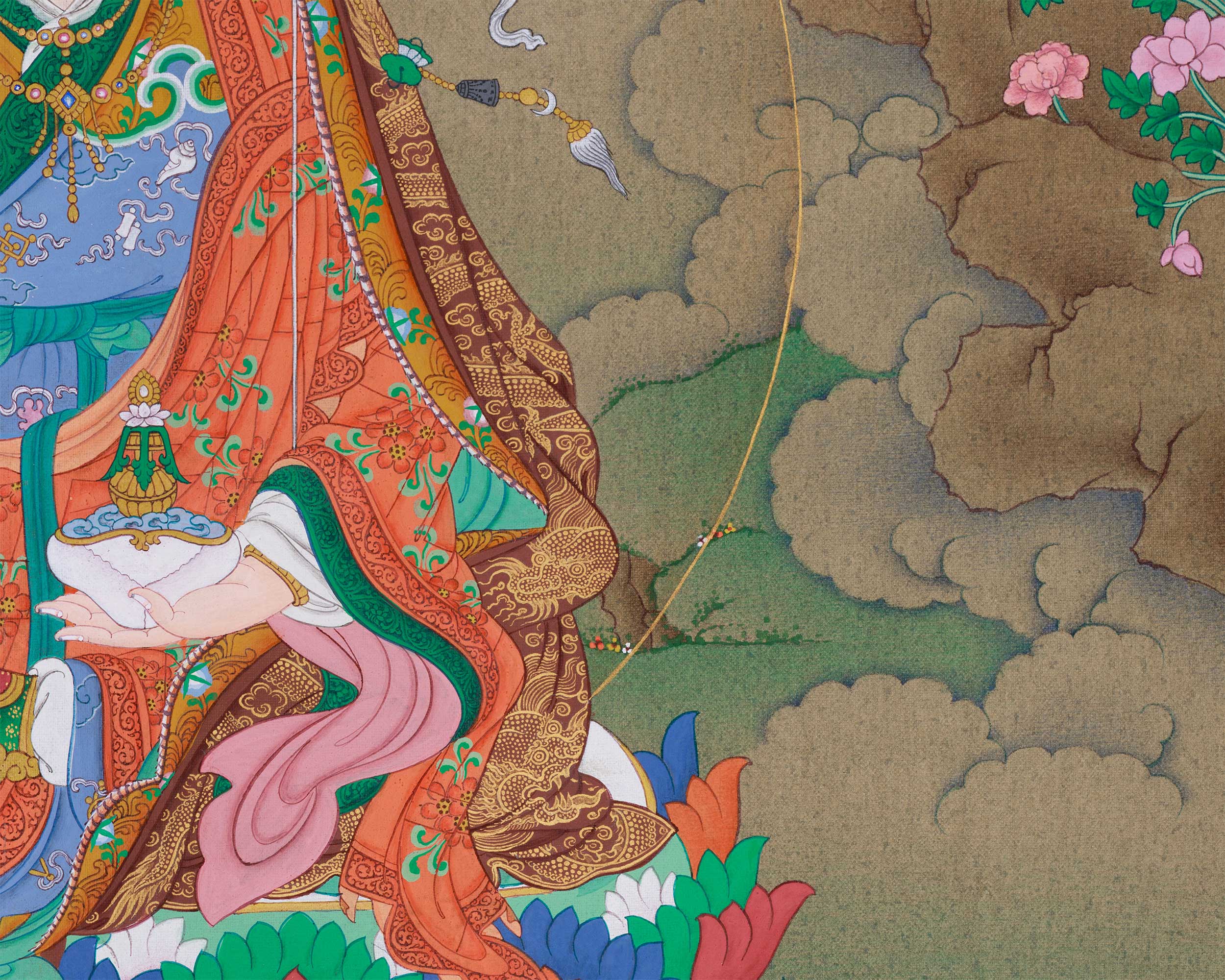 24 Inches Guru Rinpoche Thangka | Tibetan Art of Spiritual Mastery and Protection