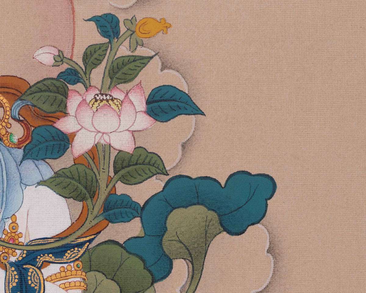 White Tara Hand-painted Thangka | Seven Eyed Deity | Healing Goddess