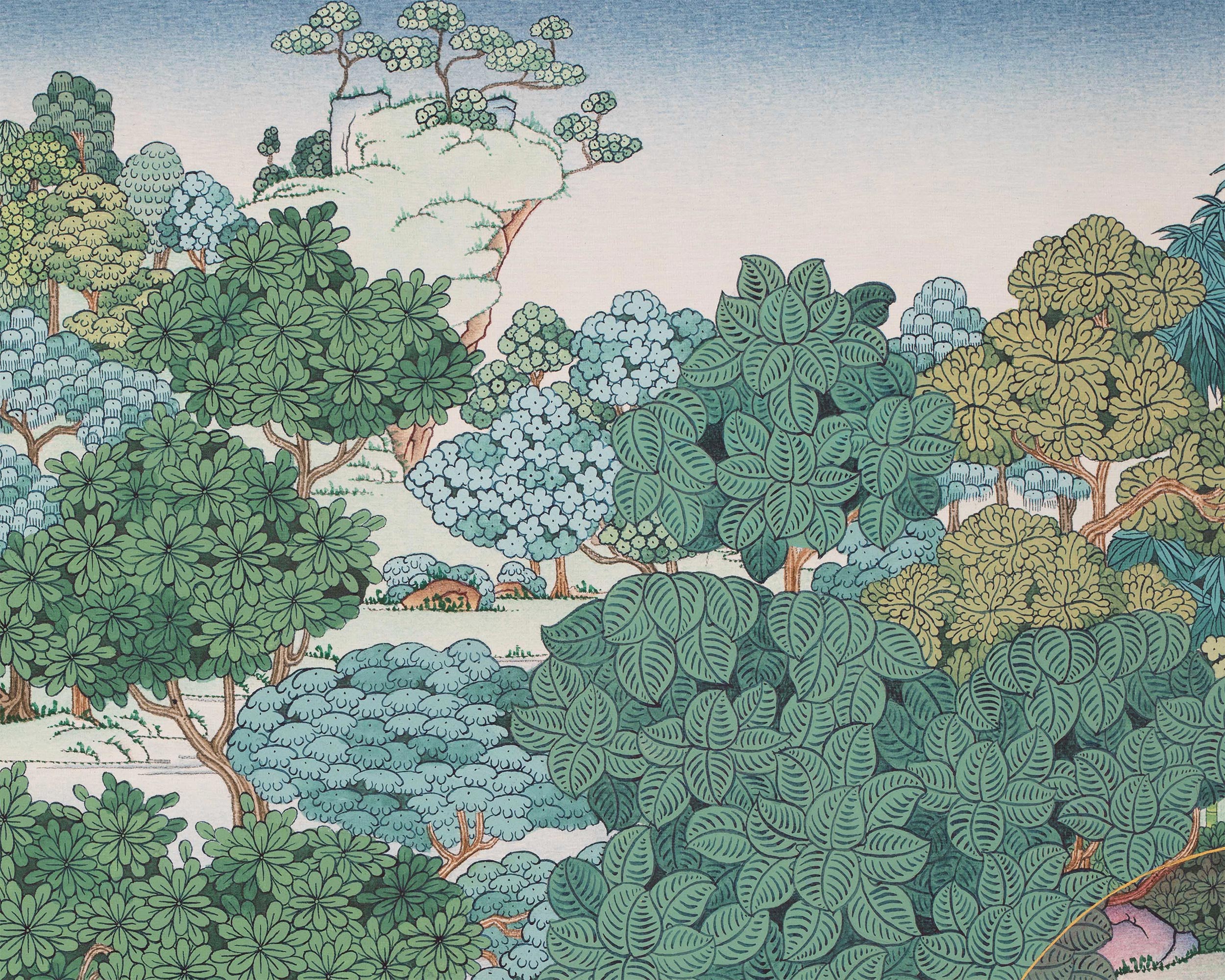 Rare Tibetan Buddha Shakyamuni Thangka Surrounded by Nature | A Vision of Enlightenment