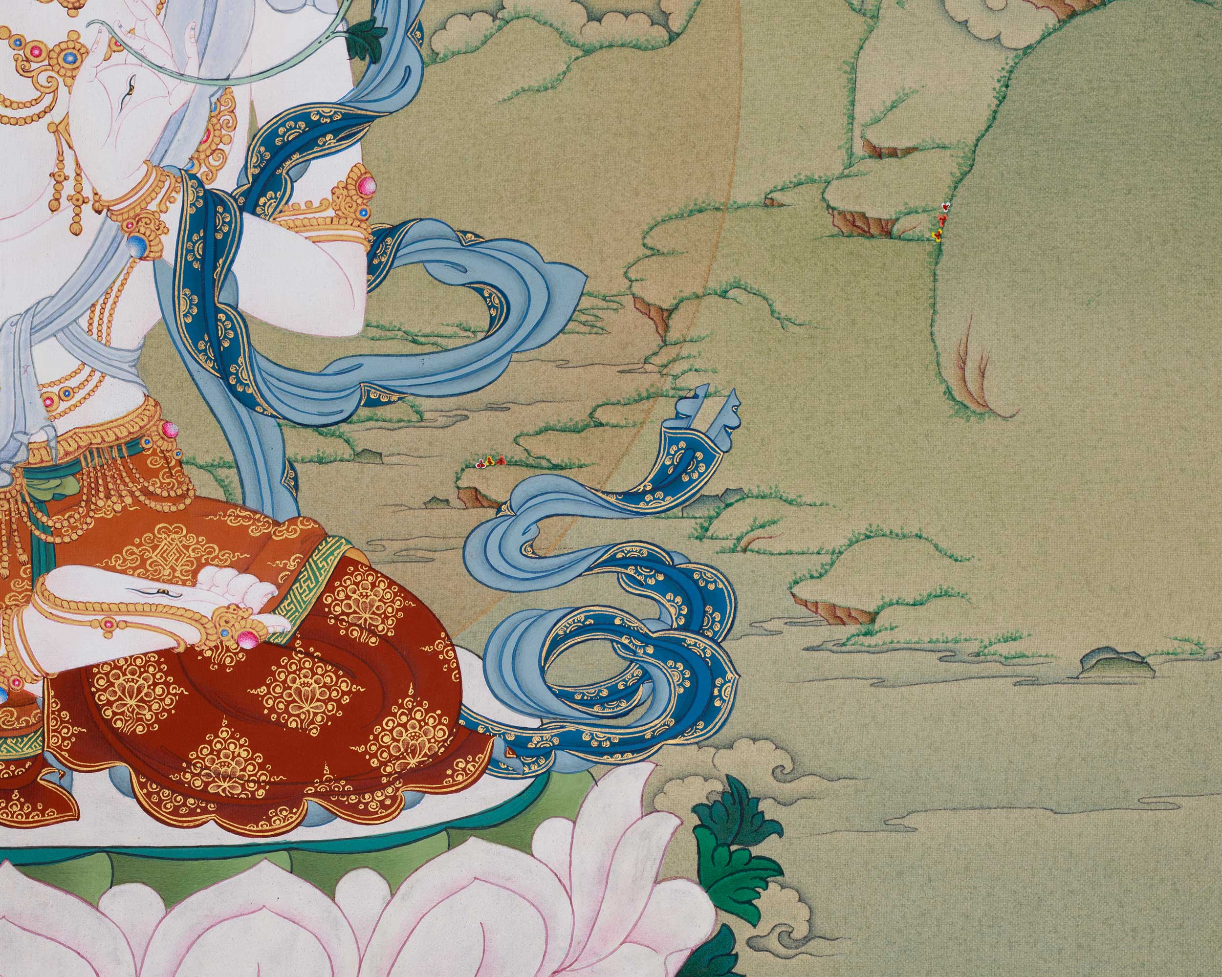 Healing Goddess White Tara Painting | Embodiment of Compassionate Longevity