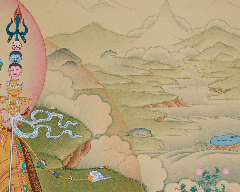 Enlightened Guru Tsokye Dorje Thangka | Peaceful Padmasambhava