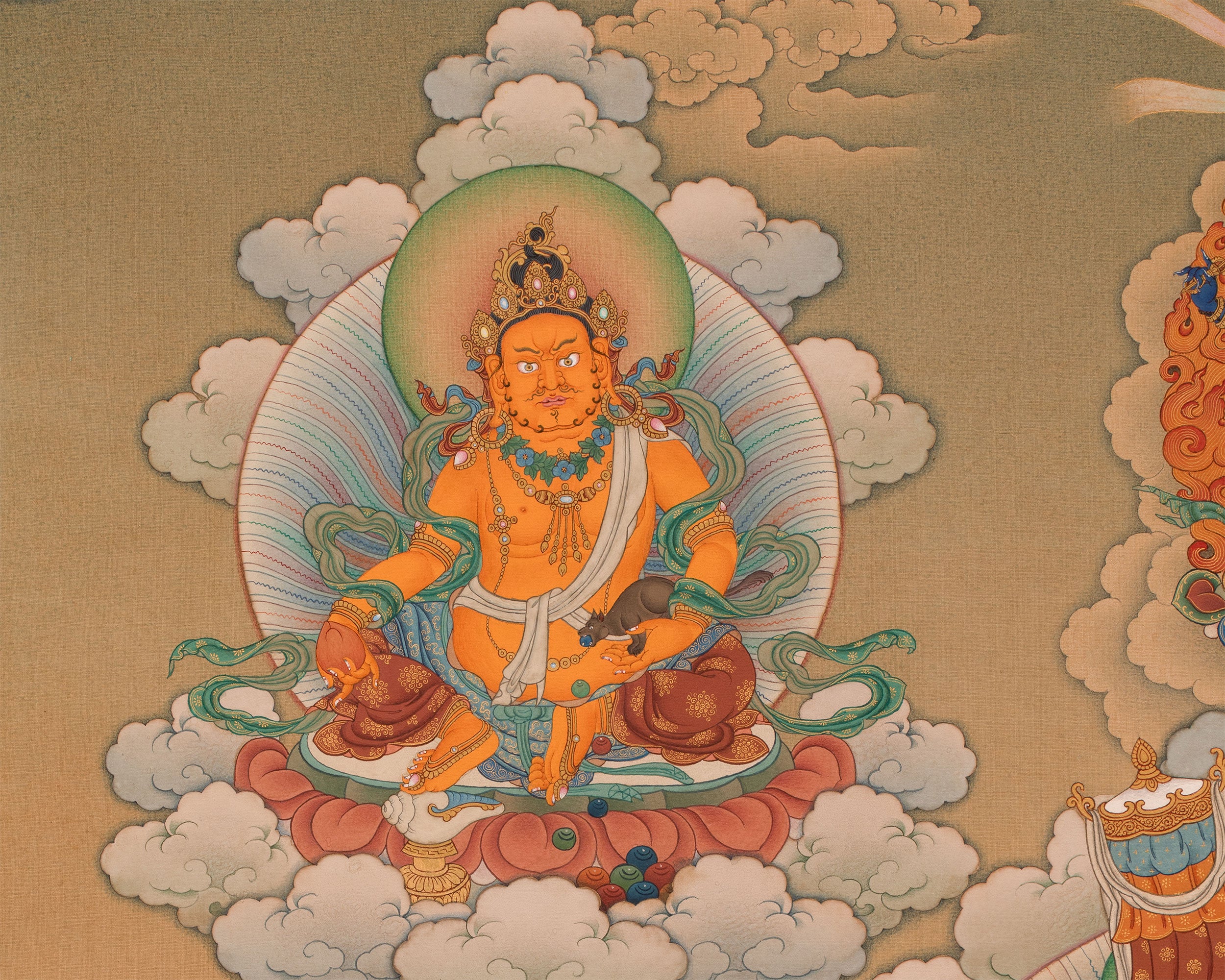 Dzambhala | The Buddha of Wealth Thangka Print | High Quality Giclee