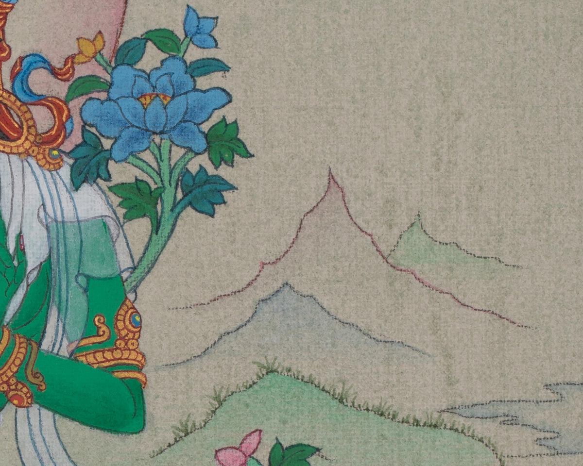 Green Tara Swift Compassion Thangka | Divine Protection Deity | Shyama Tara