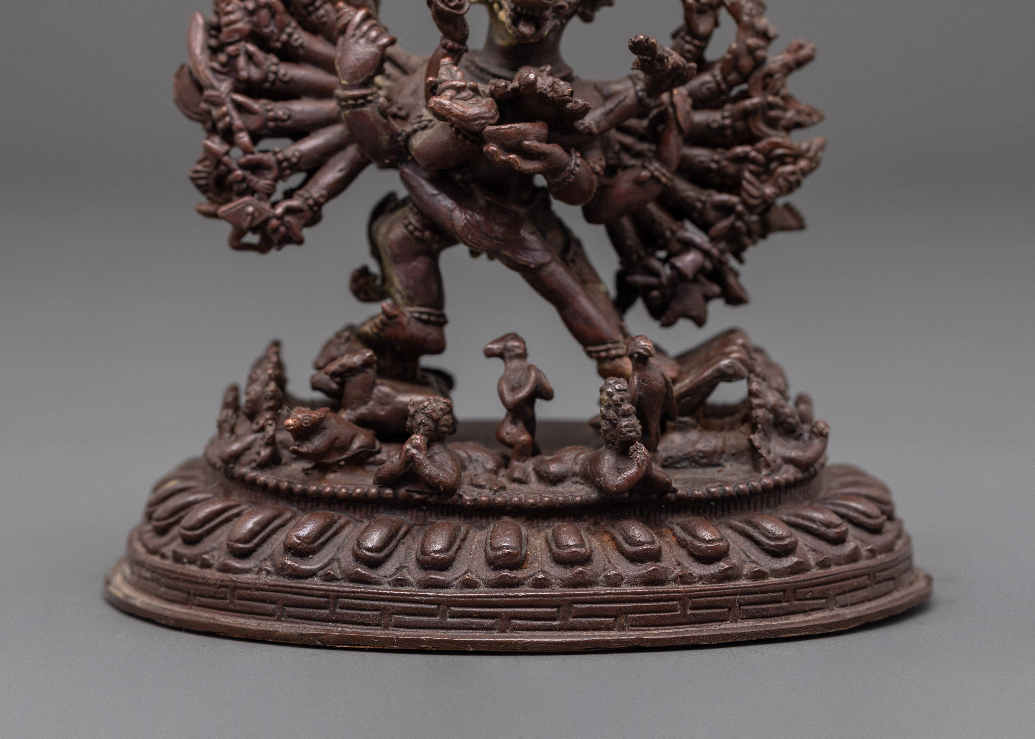 Oxidized Copper Yamantaka wth Consort Statue | Symbol of Fearlessness and Wisdom