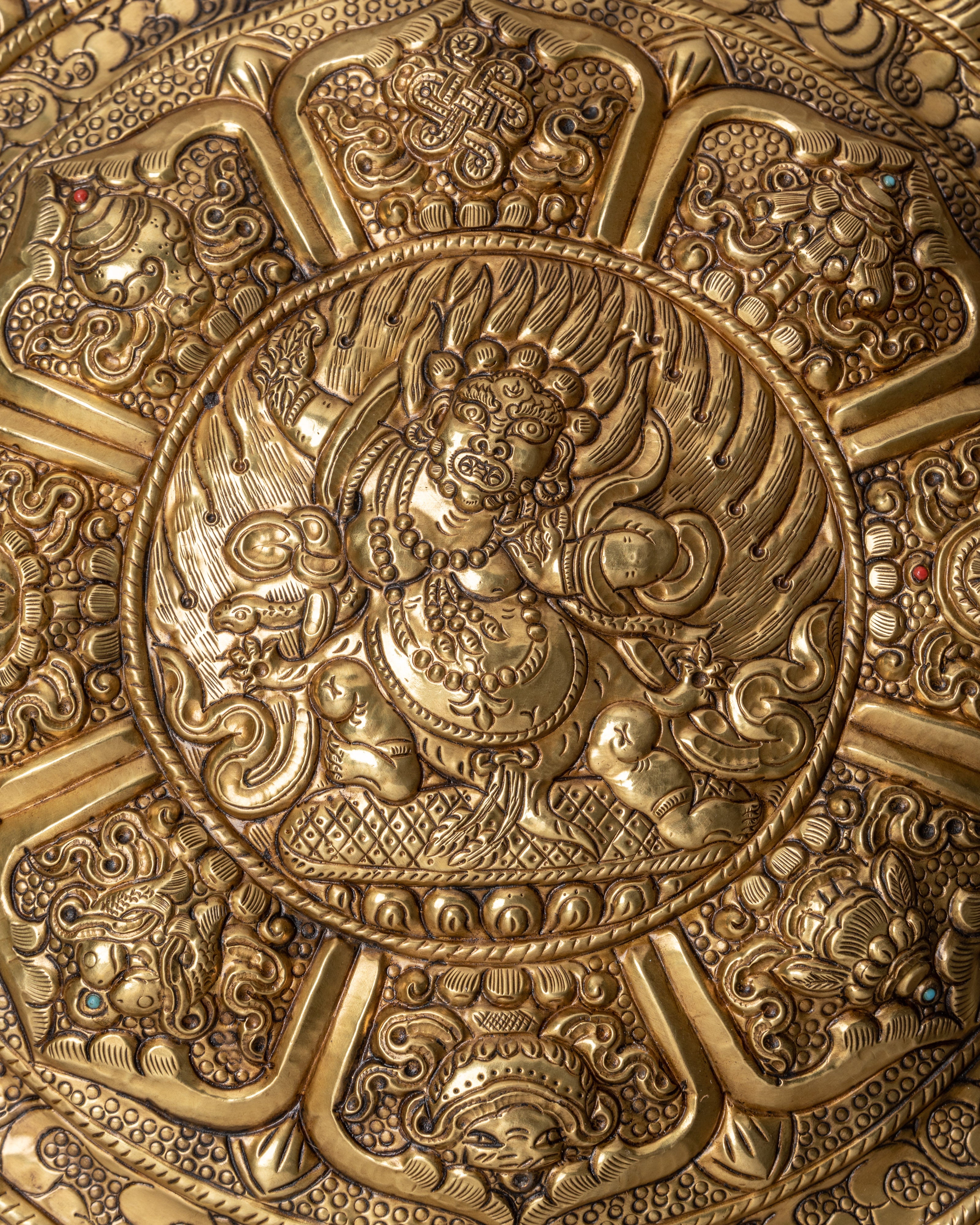 Vajrapani Bodhisattva Wall Hanging | Spiritual Decor with 8 Auspicious Symbols