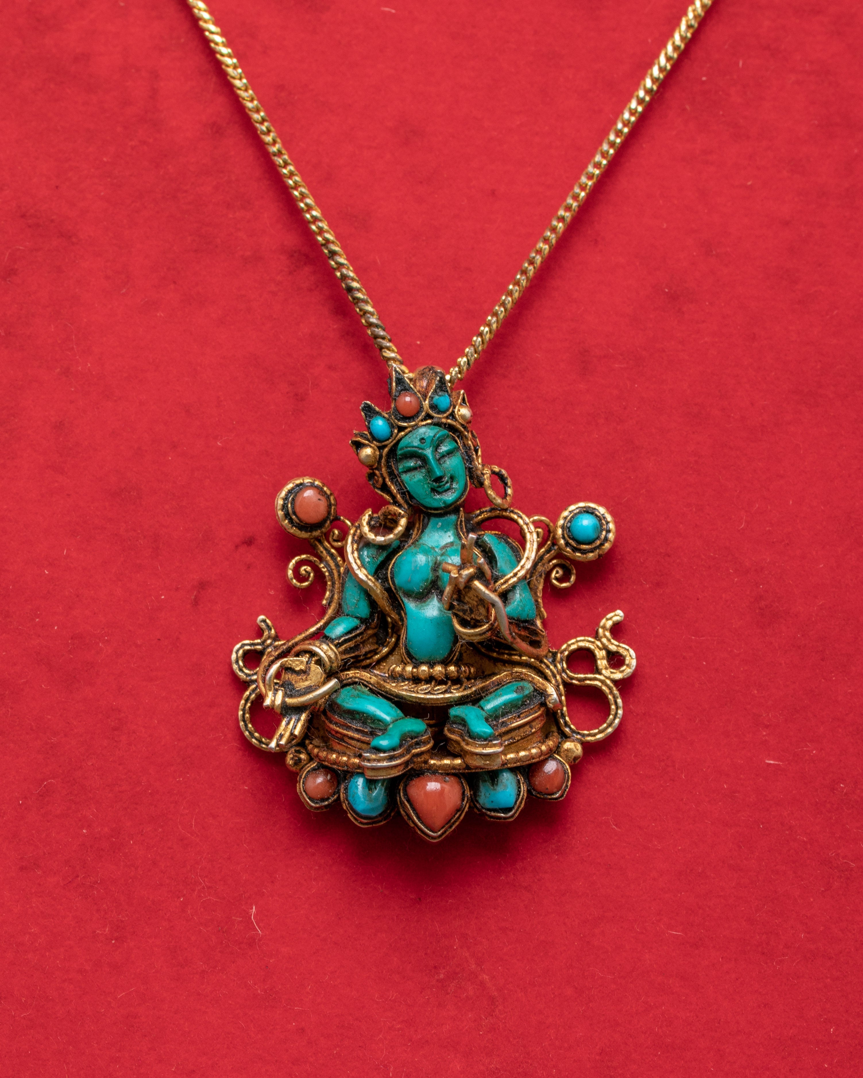Sacred Green Tara Locket Pendant | Handcrafted Tibetan Amulet for Compassion