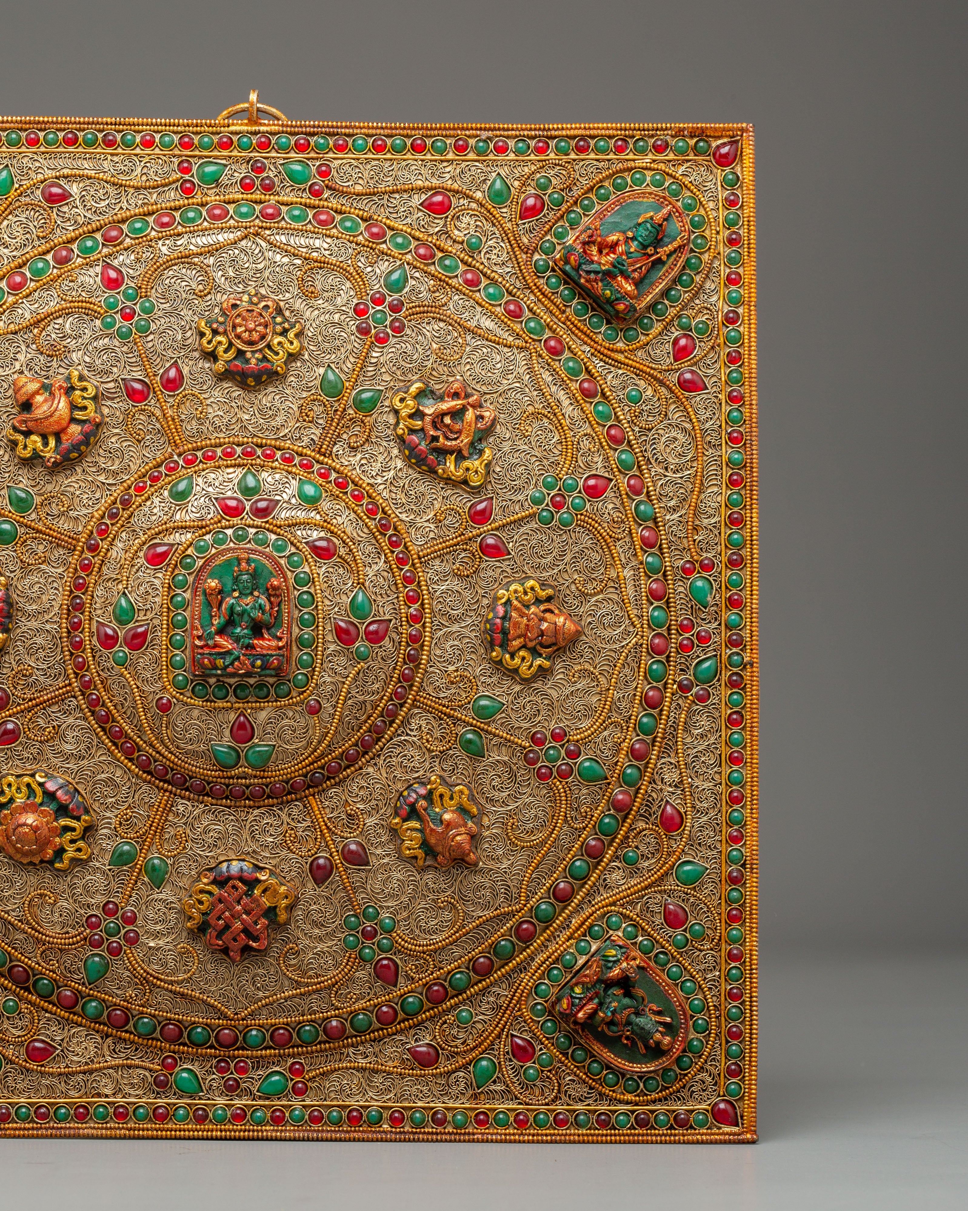 Sacred Tibetan Wall Hanging with Buddhist Deities | Symbol of Protection