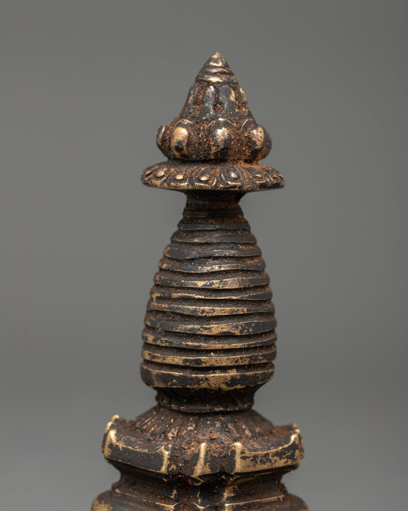 Antique Copper Stupa | Symbol of Enlightenment