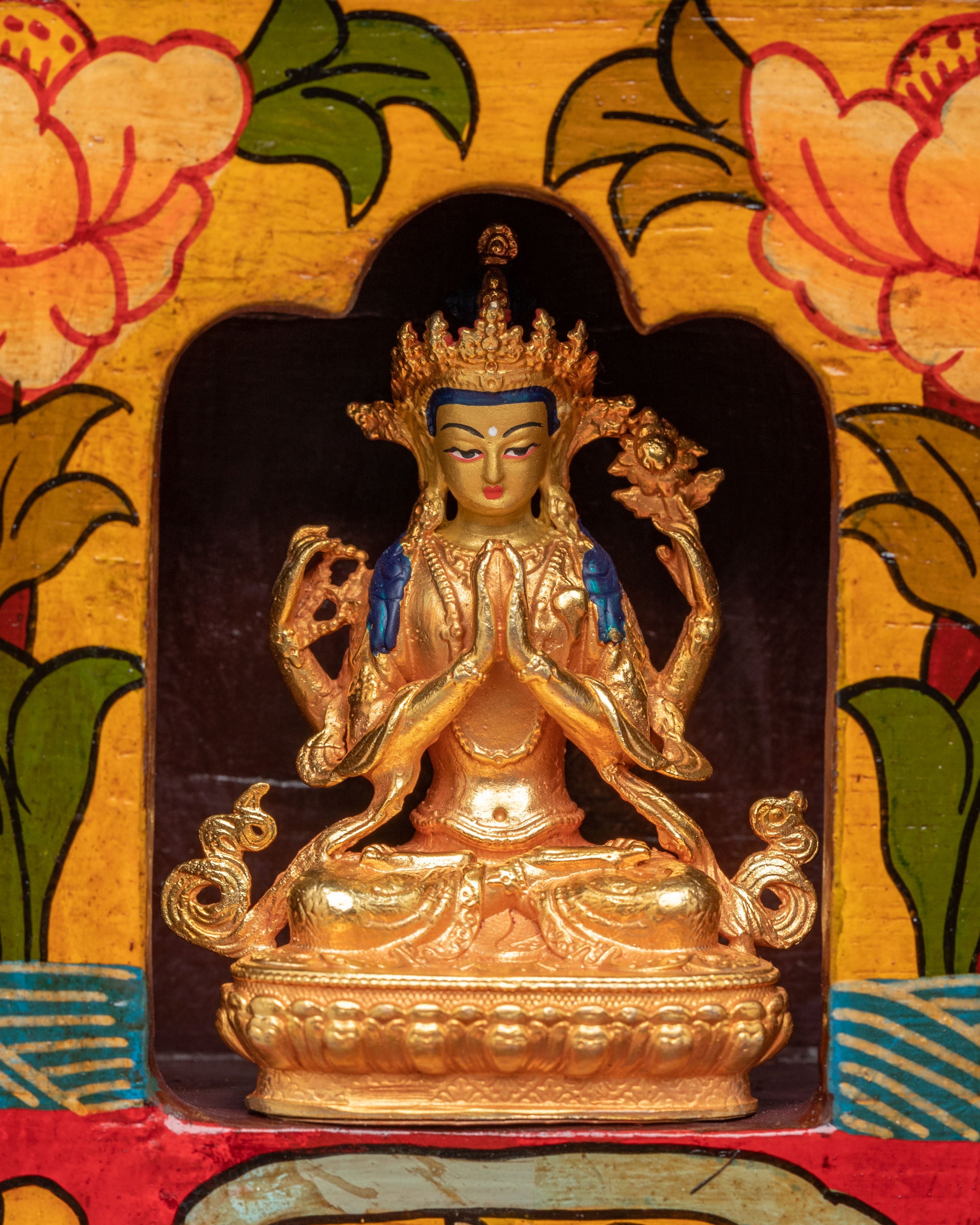 Tibetan Altar Box with Statue | Perfect for Meditation &amp; Spiritual Decor