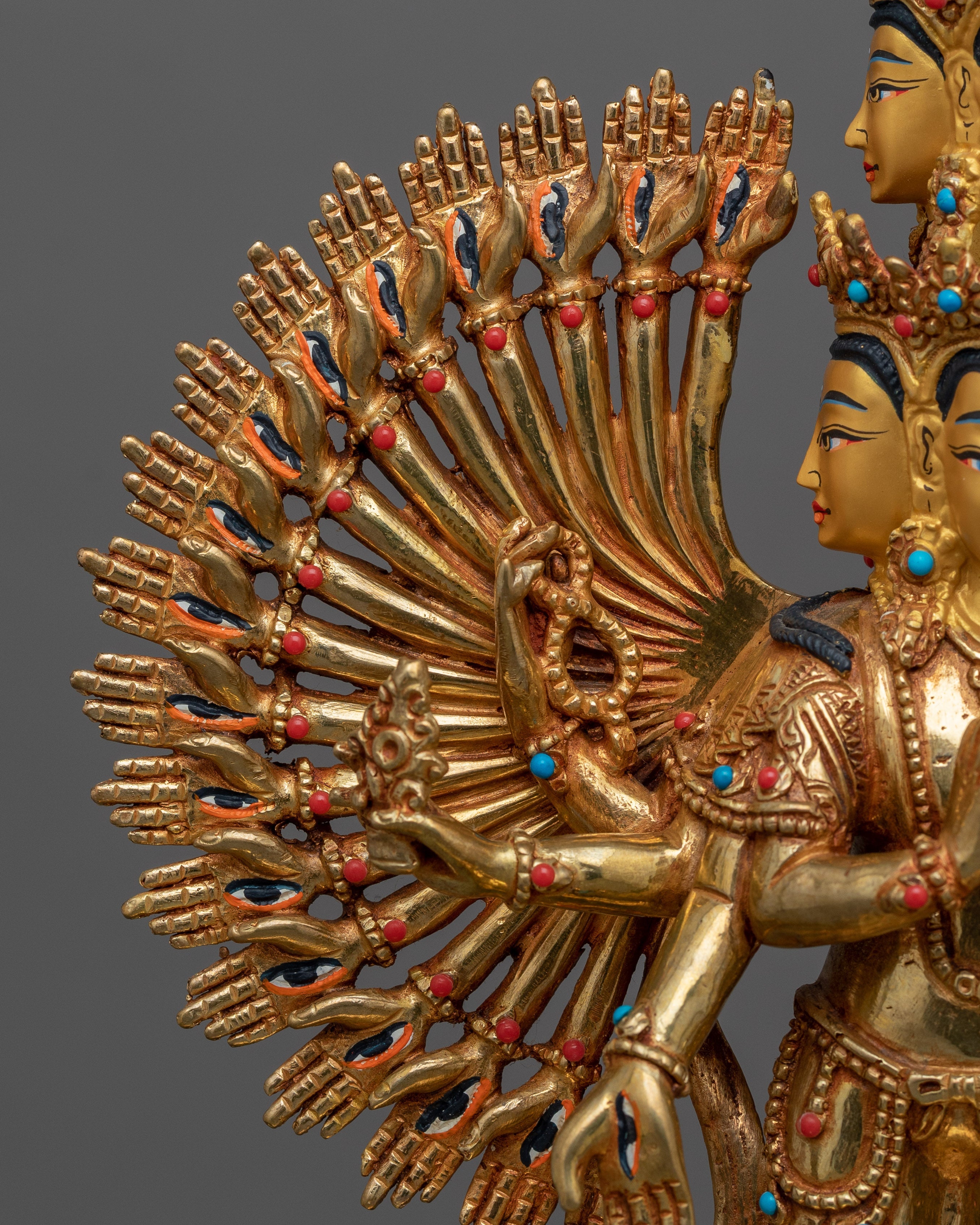 Handcrafted Sculpture of 1000 Armed Chenrezig | Traditional Artwork