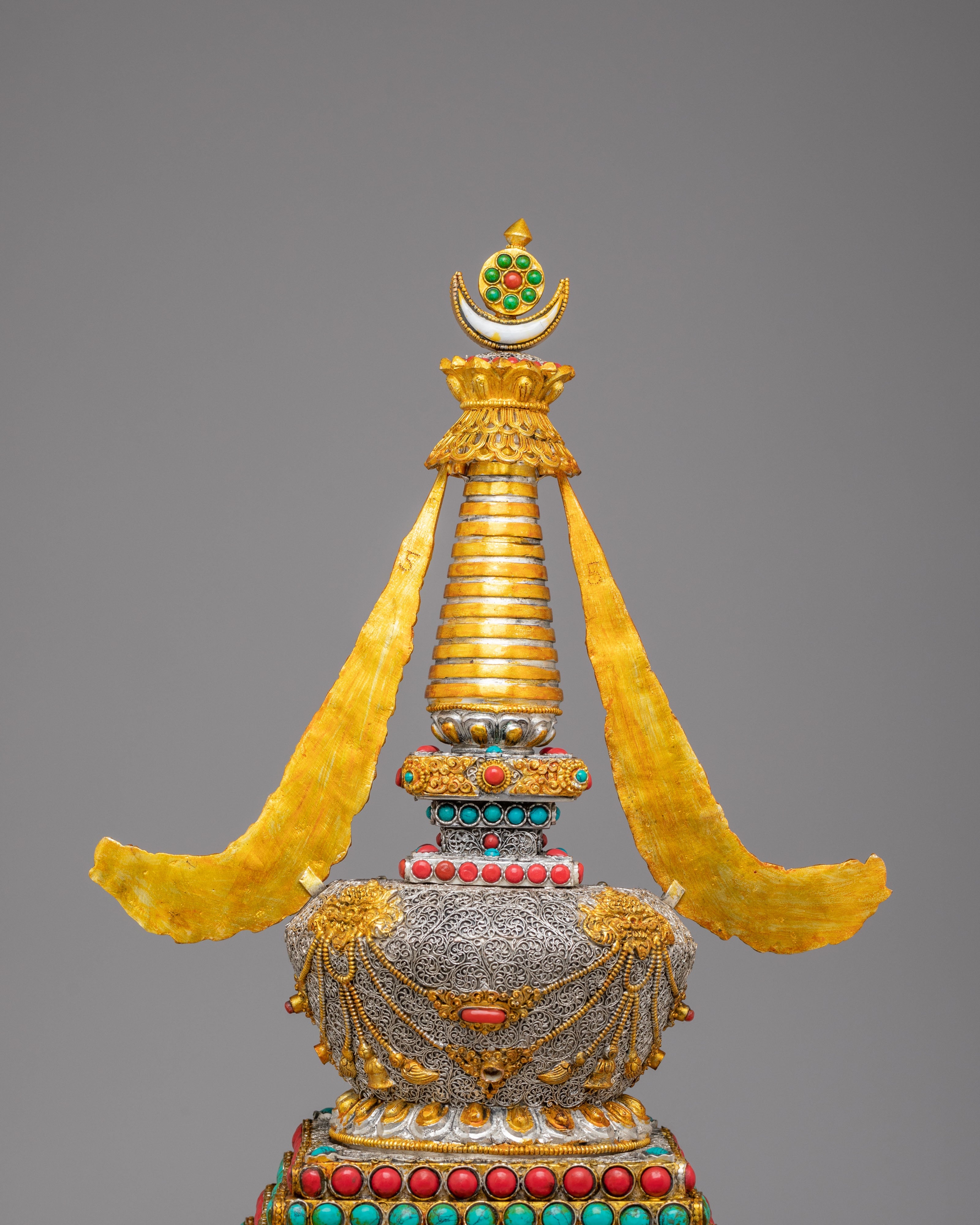Spiritual Enlightenment Stupa for Altar | Handcrafted Copper Stupa for Meditation