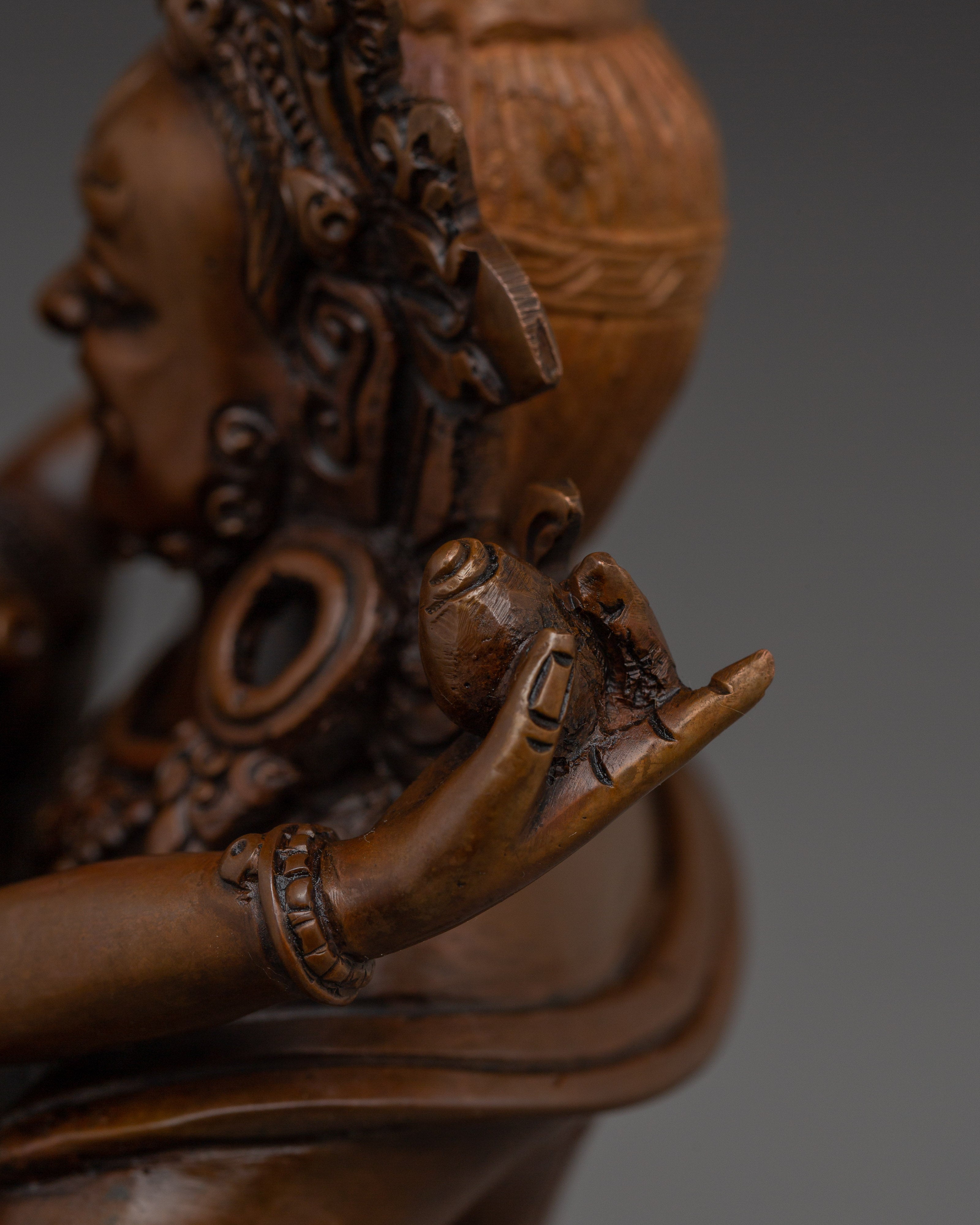 Green Dzambhala with Consort Oxidized Statue | Symbol of Wealth