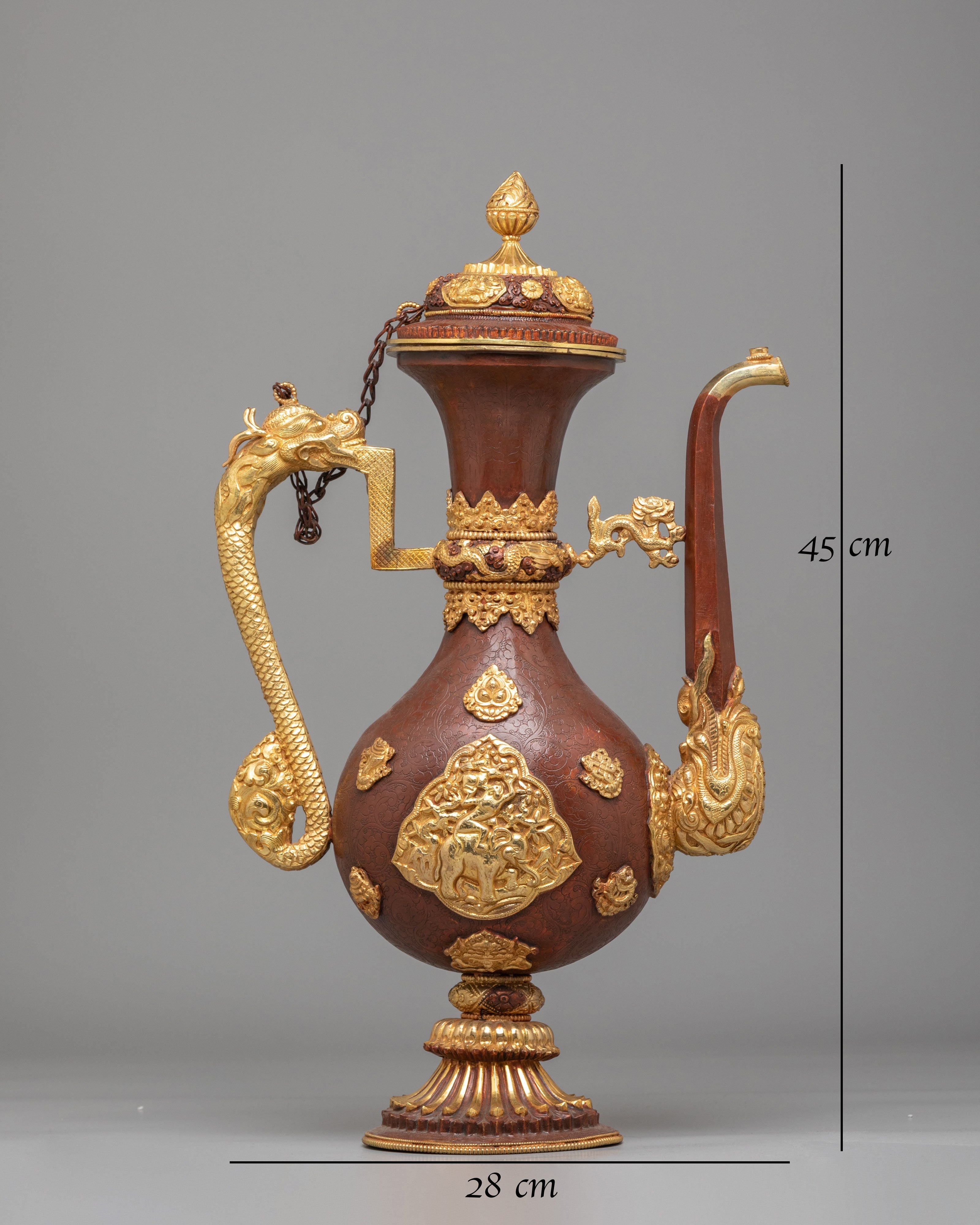 Sacred Ewer Ceremonial Vessel | Gold Plated Copper Himalayan Ritual Artwork