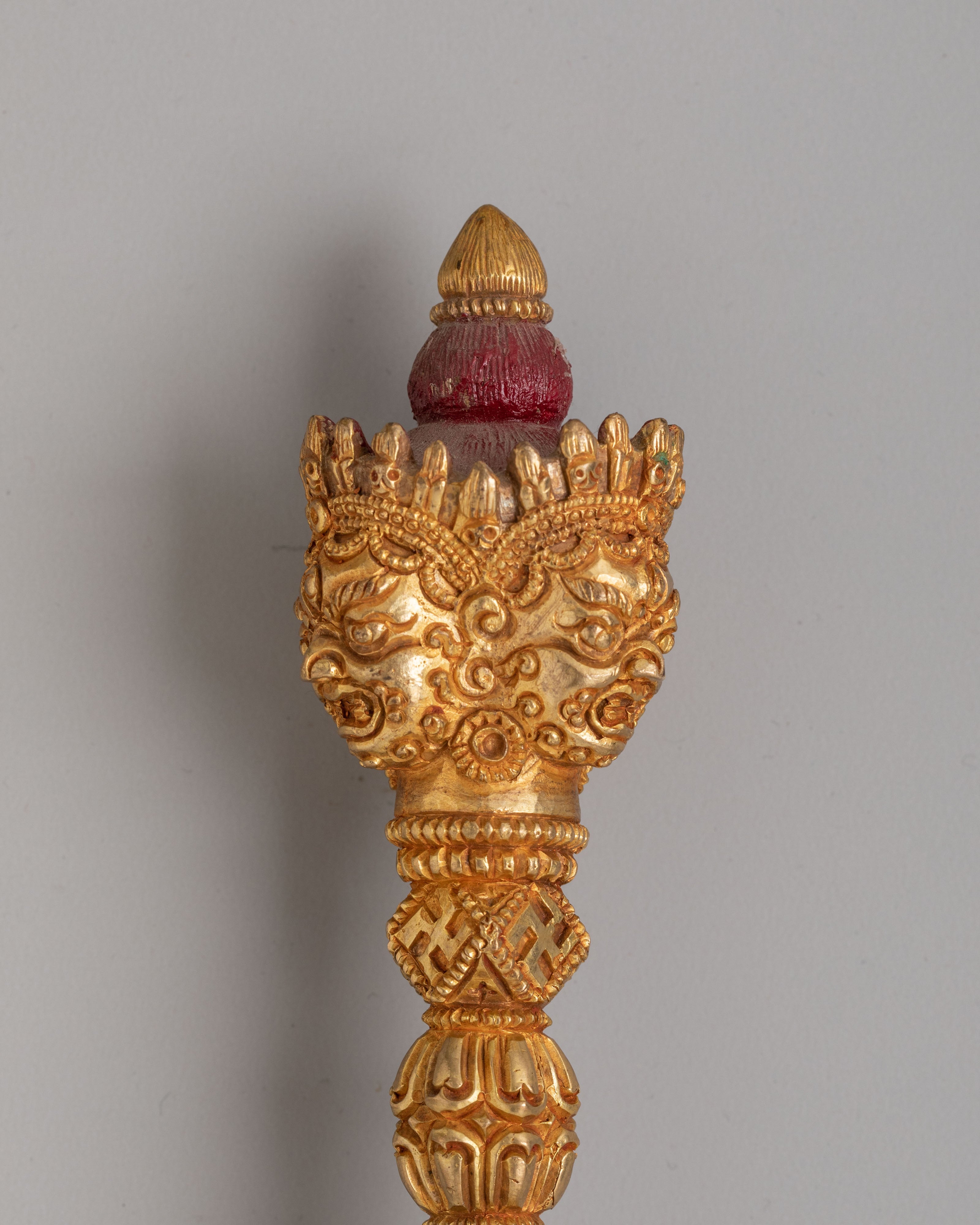 Traditional Buddhist Phurba Dagger | Gold Plated Copper Ritual Dagger