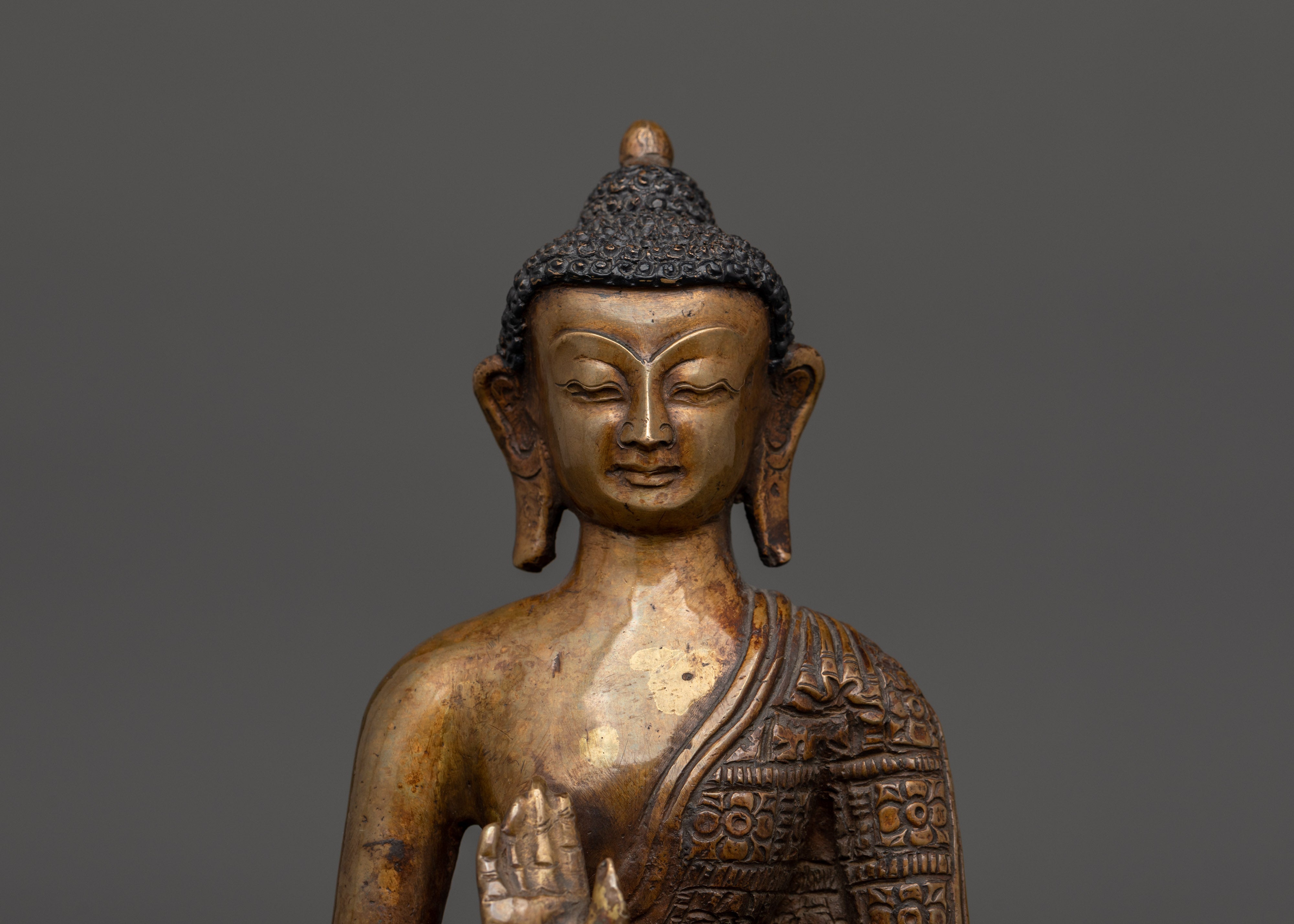 Antique Amogasiddhi Buddha Statue |  Tibetan Copper Meditation Deity
