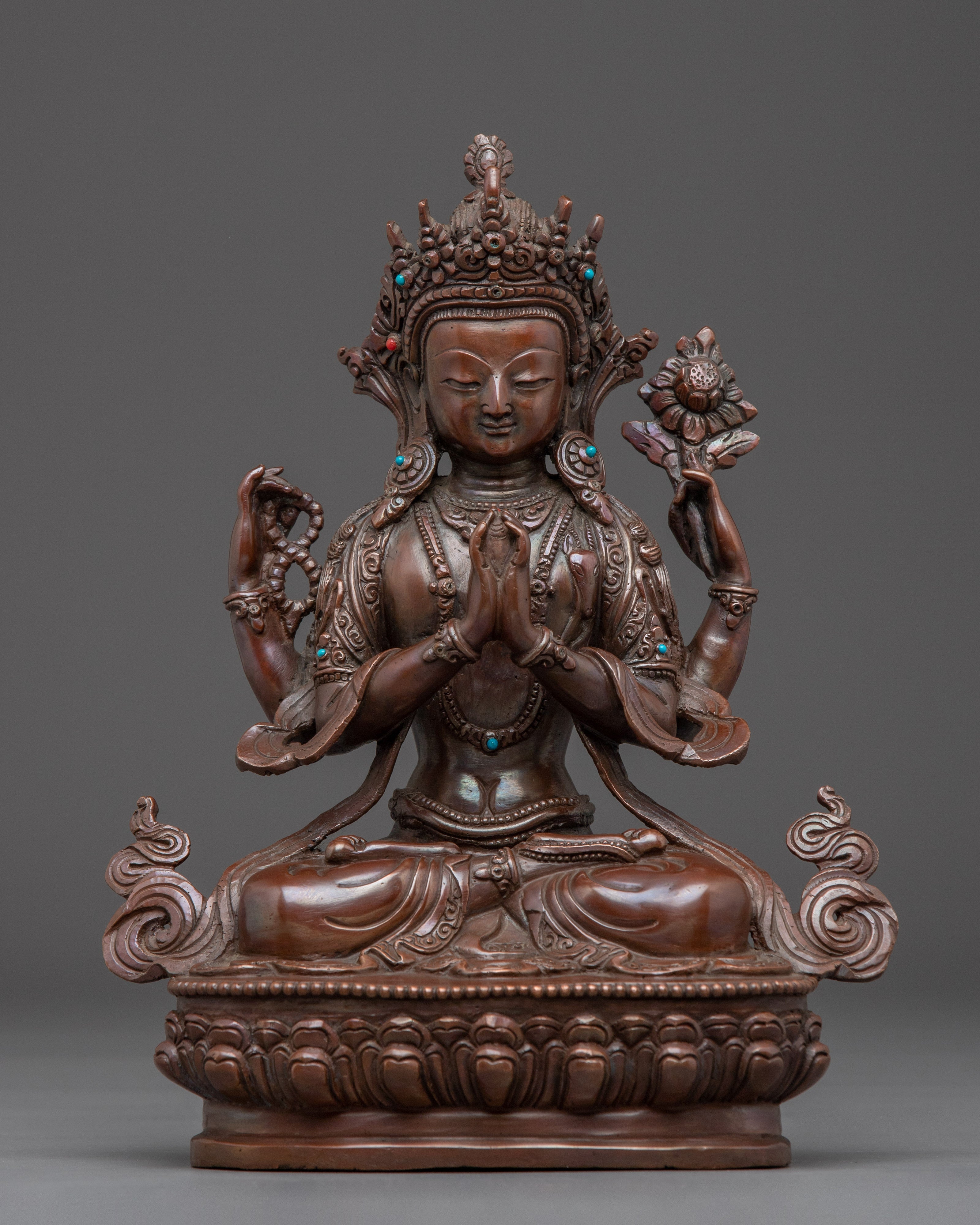 Chenrezig Oxidized Copper Artwork 