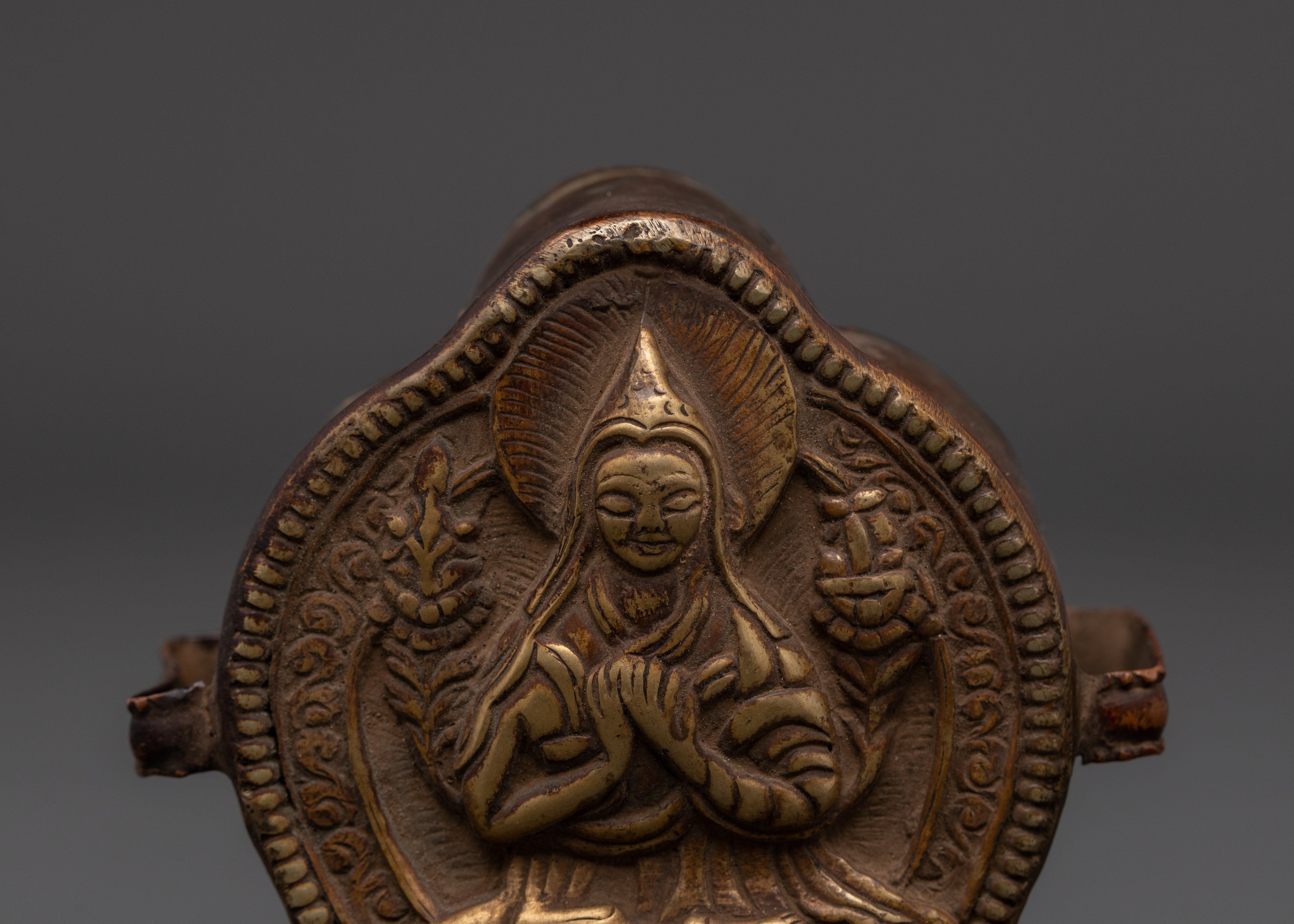 Buddhist Copper Prayer Ghau Box | Handmade Tibetan Ritual Shrine
