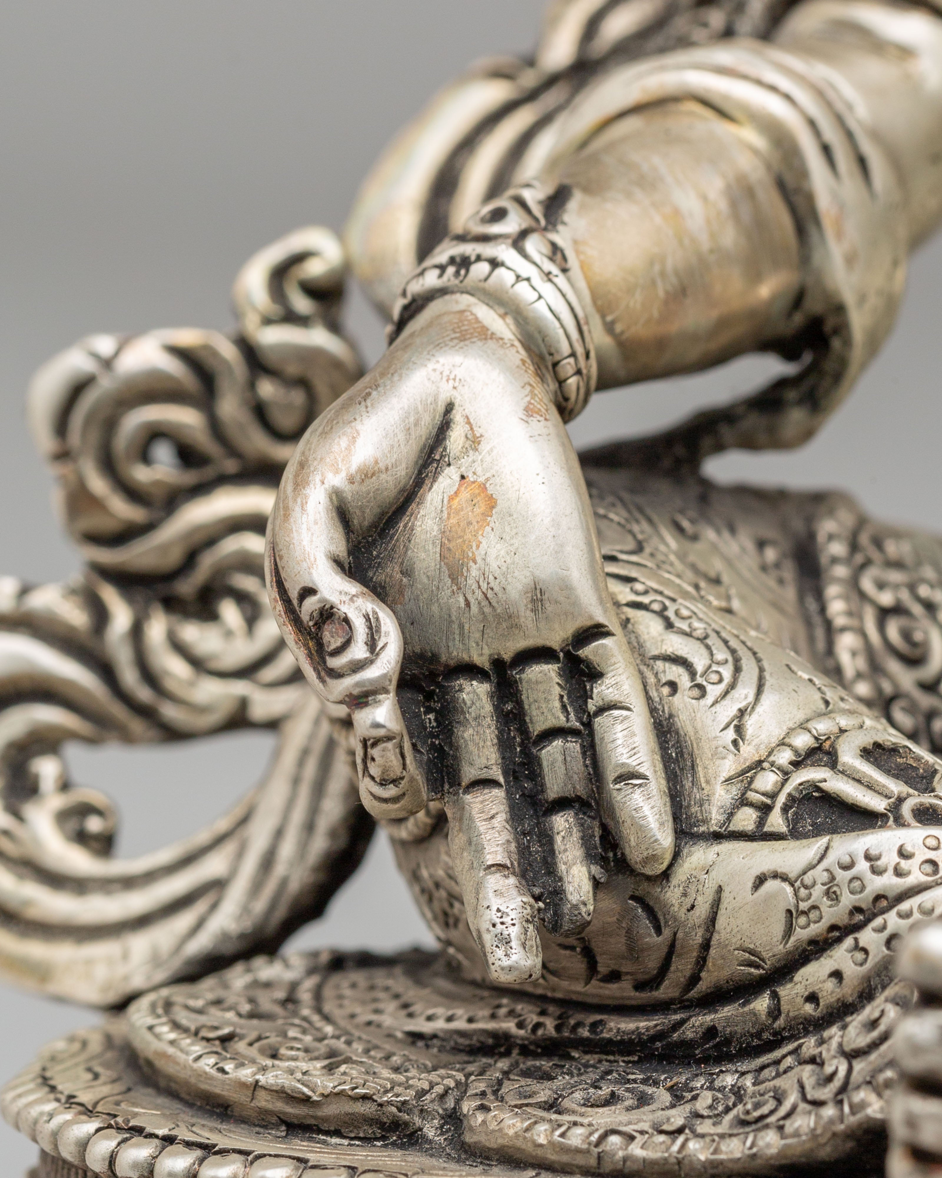 Green Tara Mother of Liberation Statue | Silver Plated Copper Buddhist Sculpture