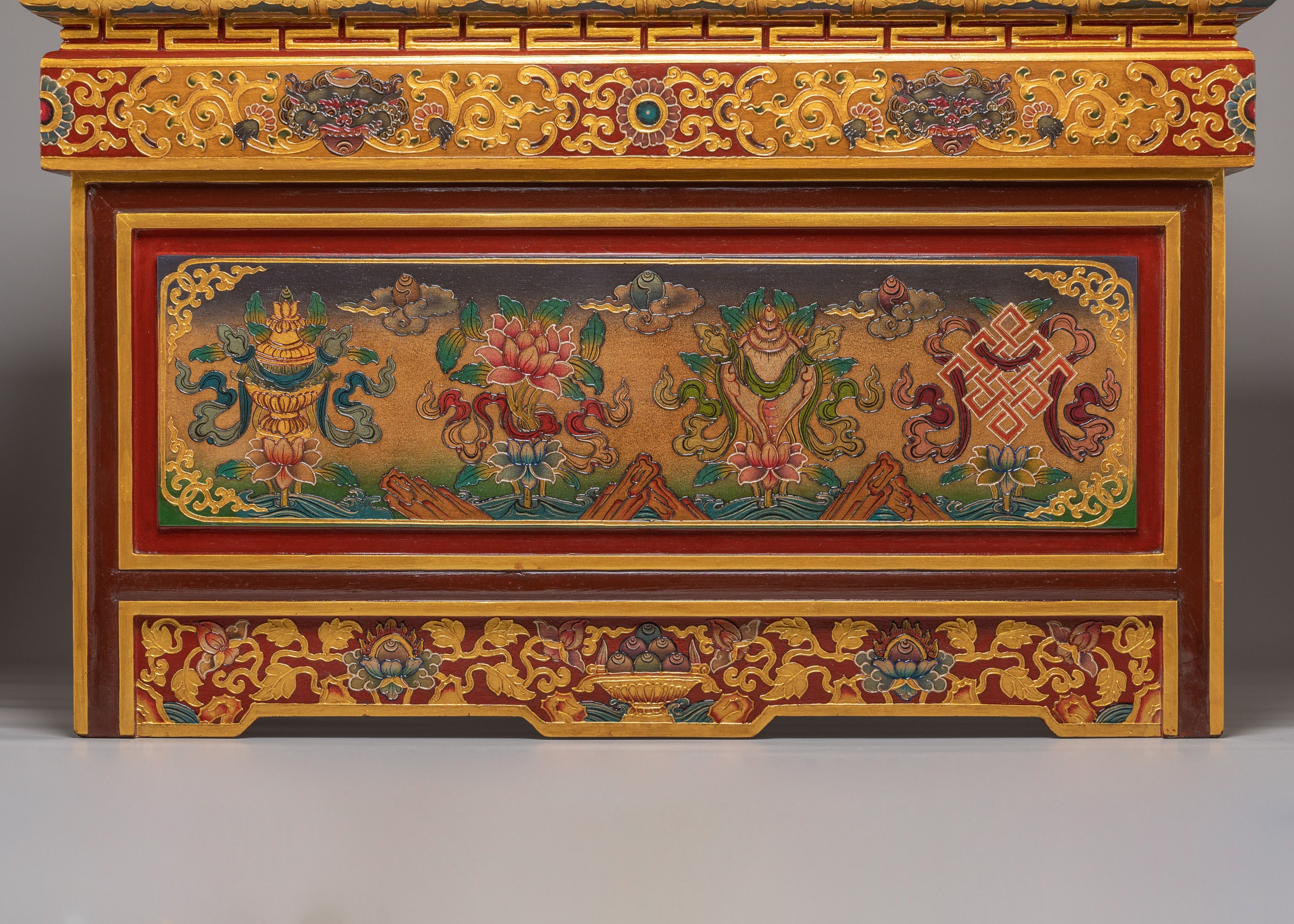 Sacred Tibetan Folding Table | Handcrafted Wooden Table for Meditation & Rituals