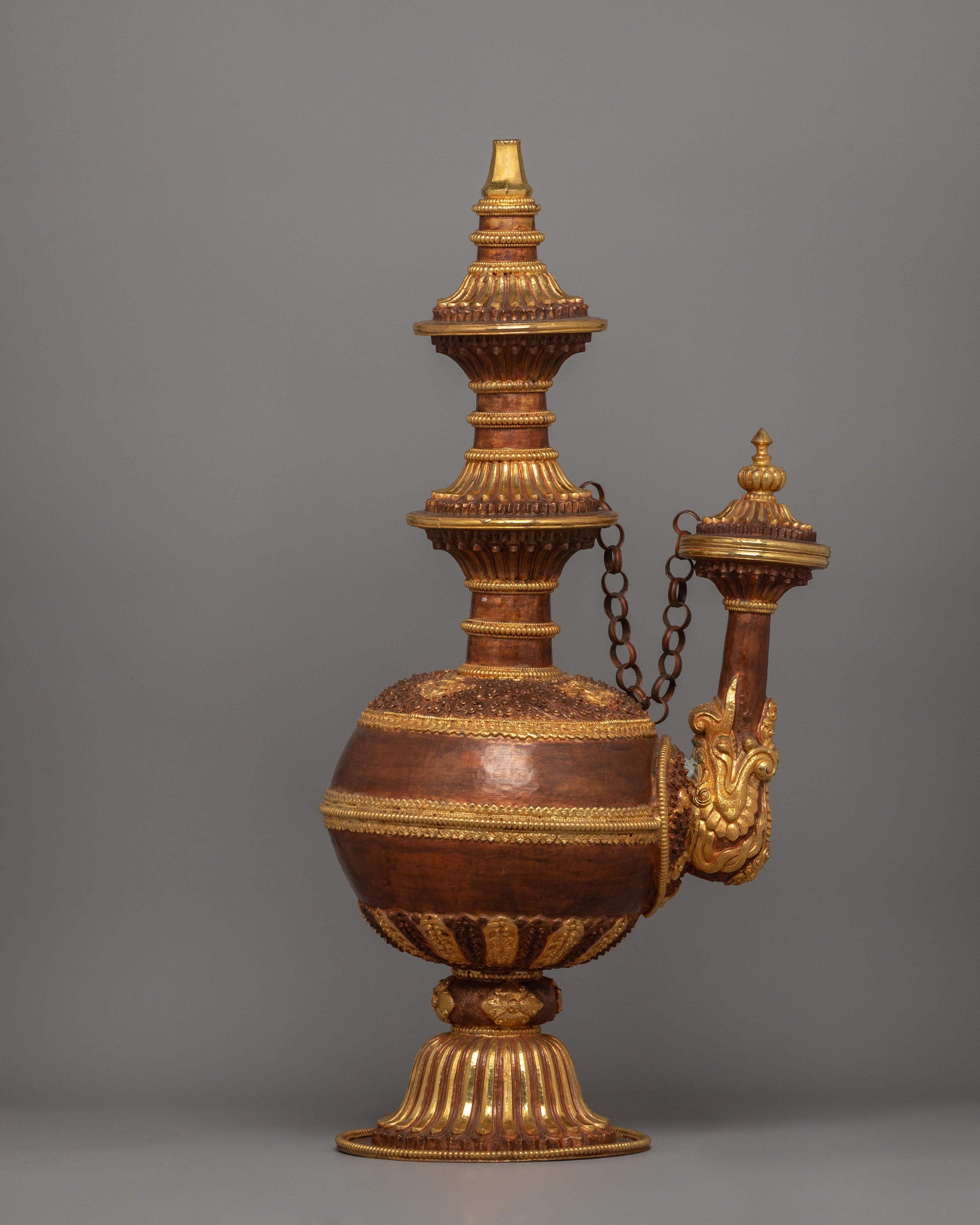 Religious Tibetan Kundika | Tibetan Buddhist Offering Vessel