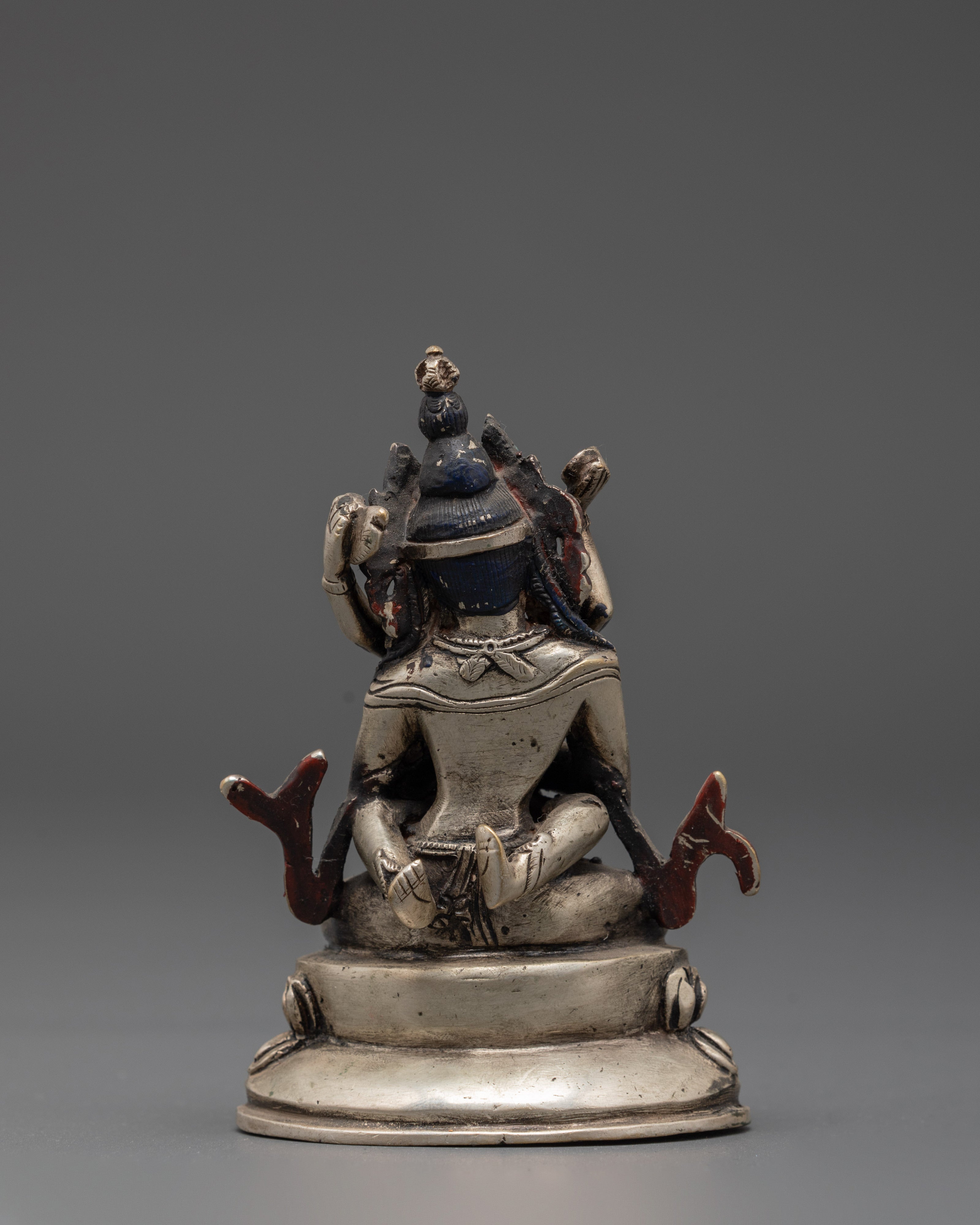 Silver Plated Vajradhara with Consort Statue | The Embodiment of Ultimate Union