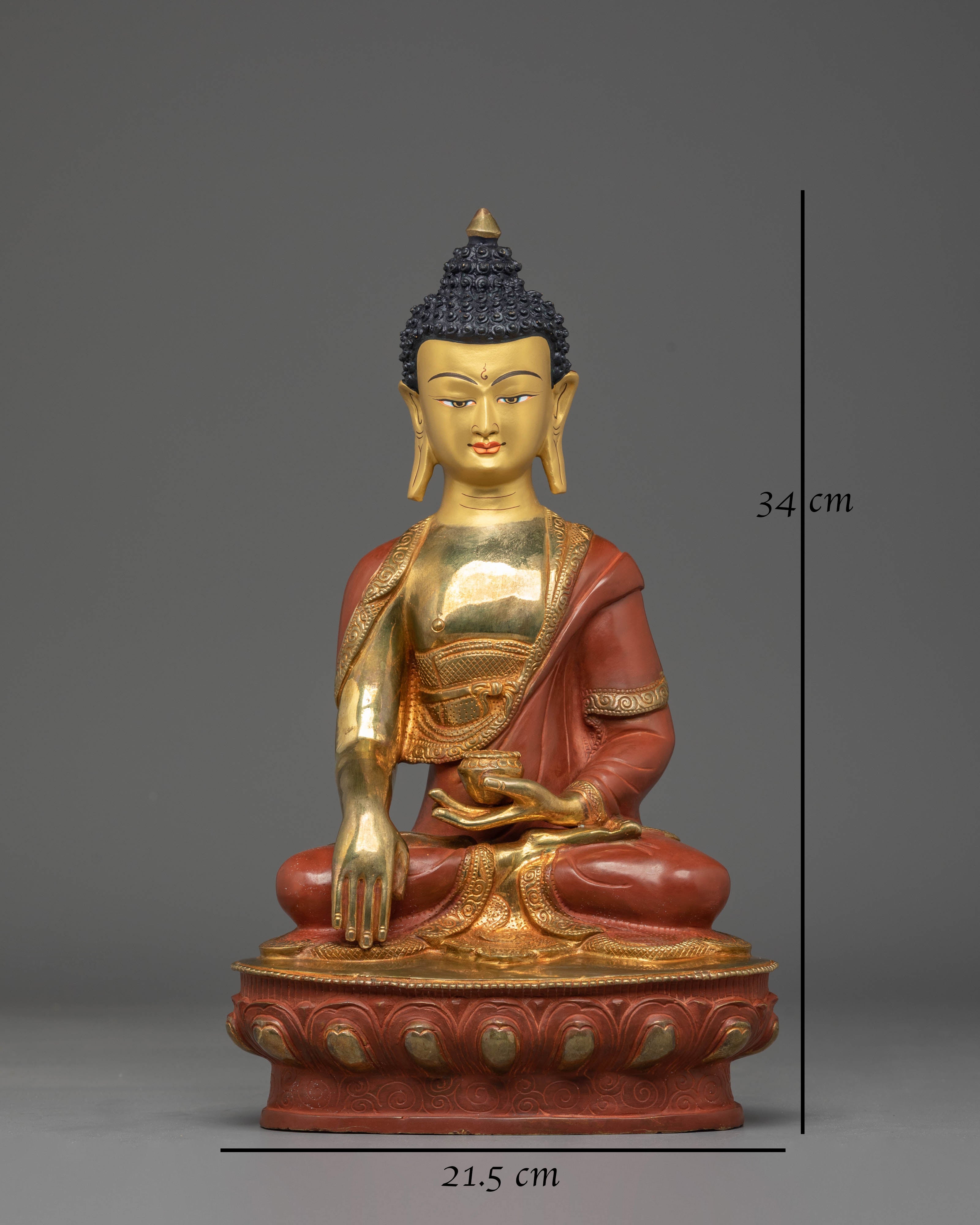 Tibetan Buddhist Statue of Shakyamuni Buddha | Statue with Turquoise and Coral