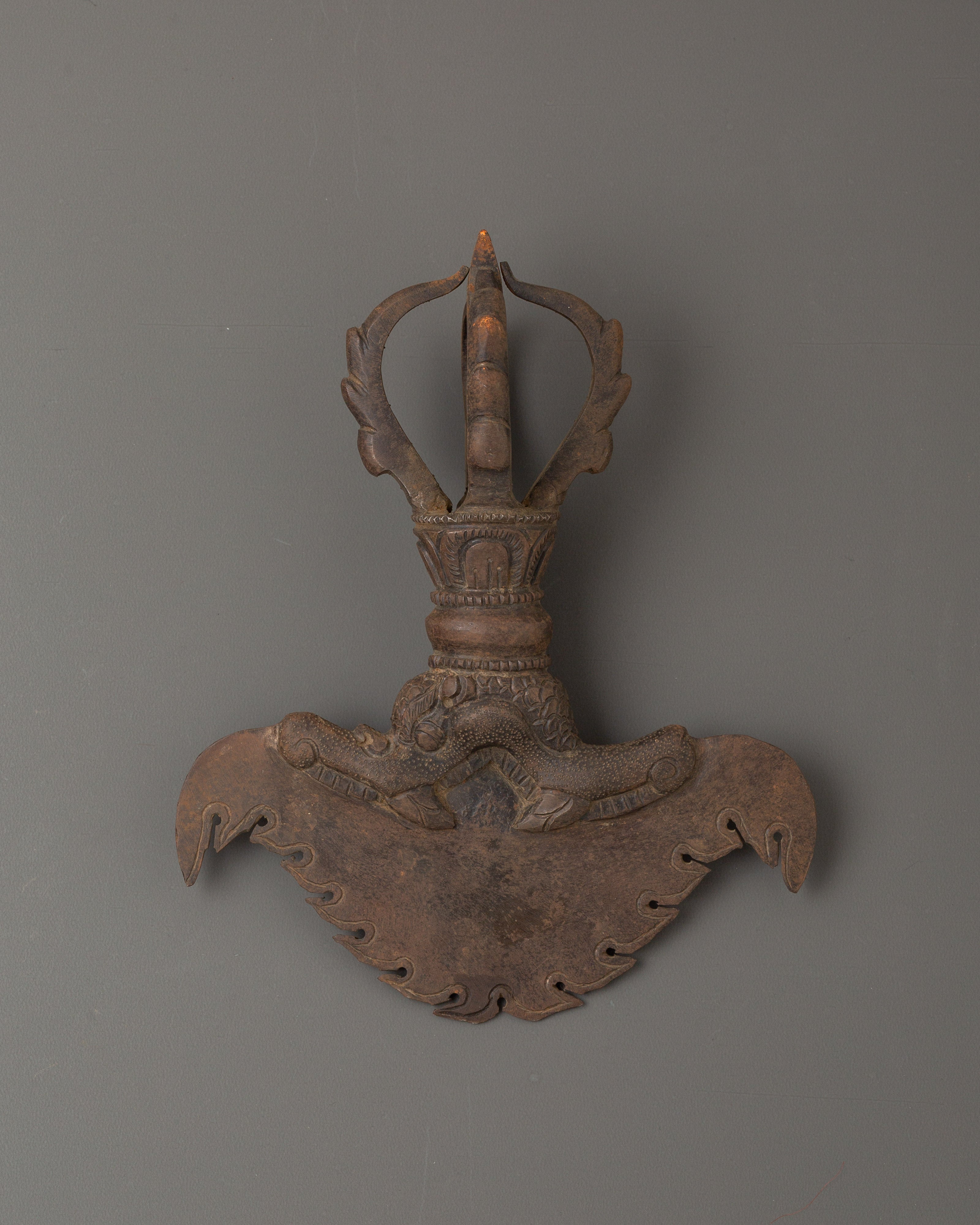 Sacred Buddhist Kartika Knife | Iron Ritual Dagger with Wooden Stand