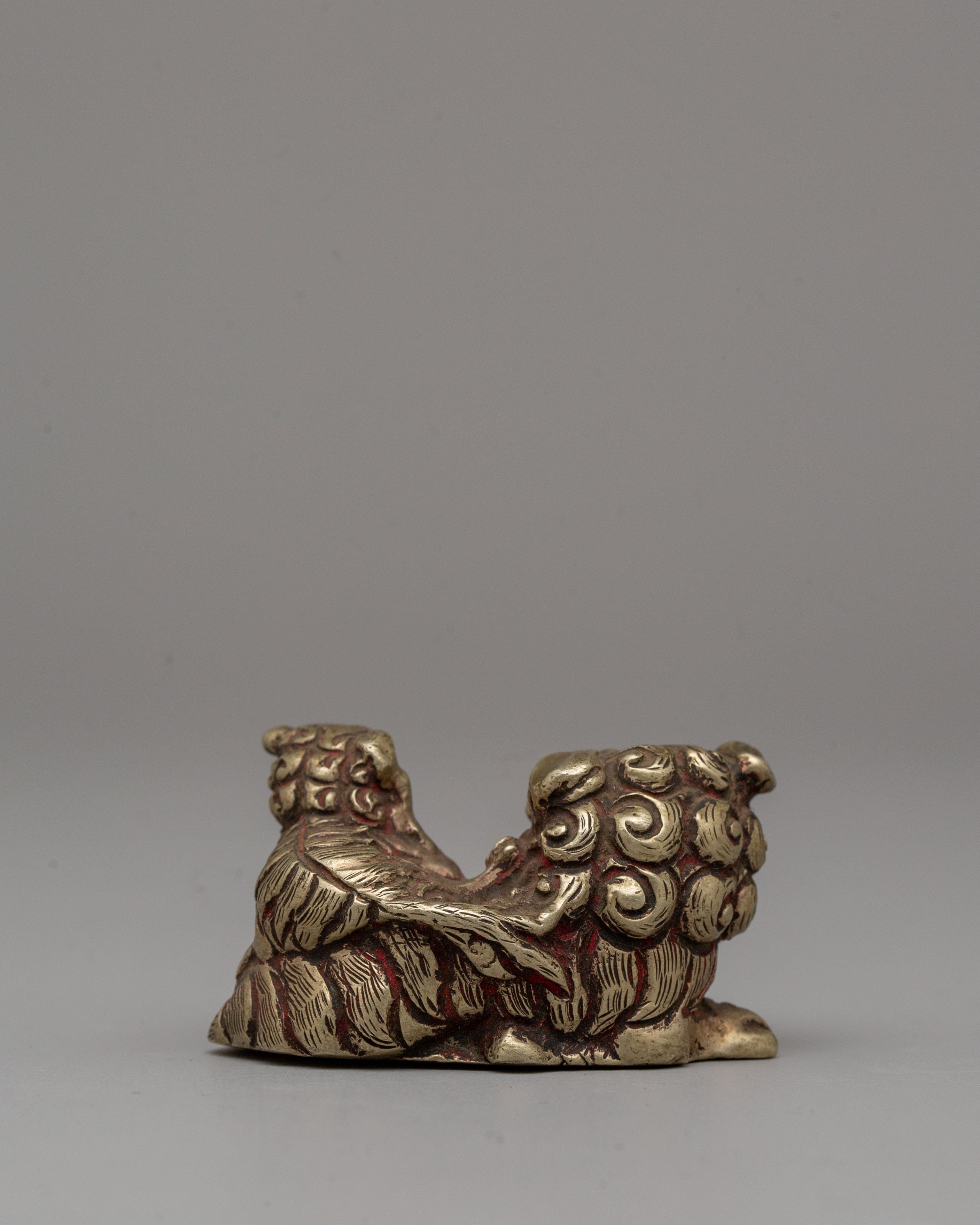 White Metal Lion Statue |  Perfect for Shrines and Decor