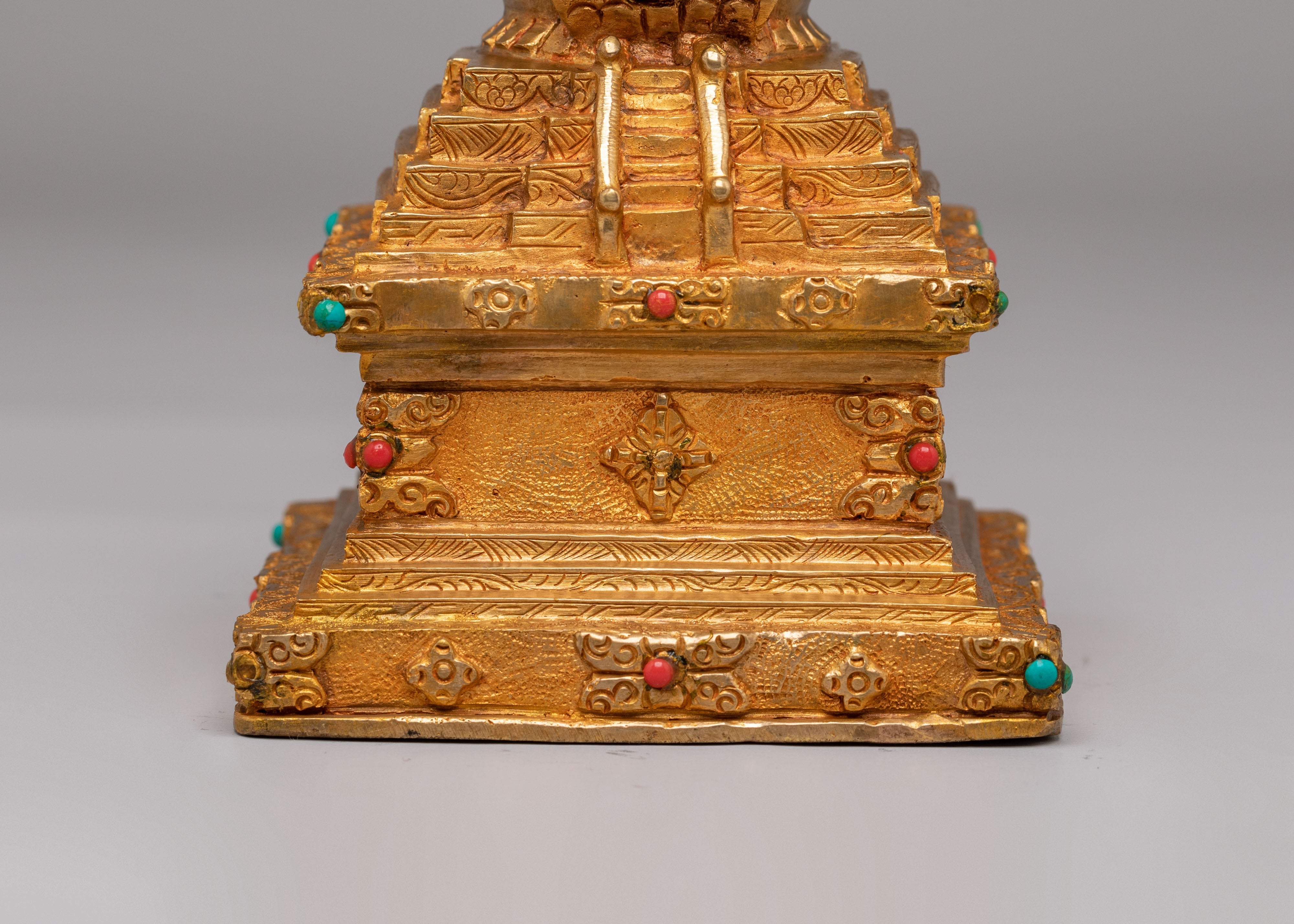 Buddhist Descent from Heaven Stupa | Sacred Tibetan Art for Spiritual Meditation