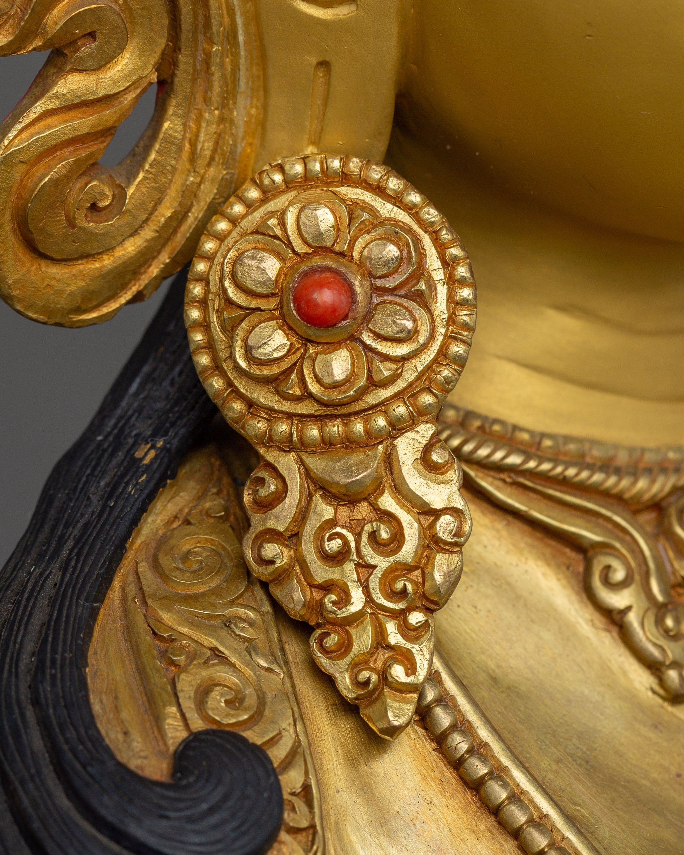 16.5-Inch Green Tara Statue | Handcrafted Gemstone-Embellished Sculpture
