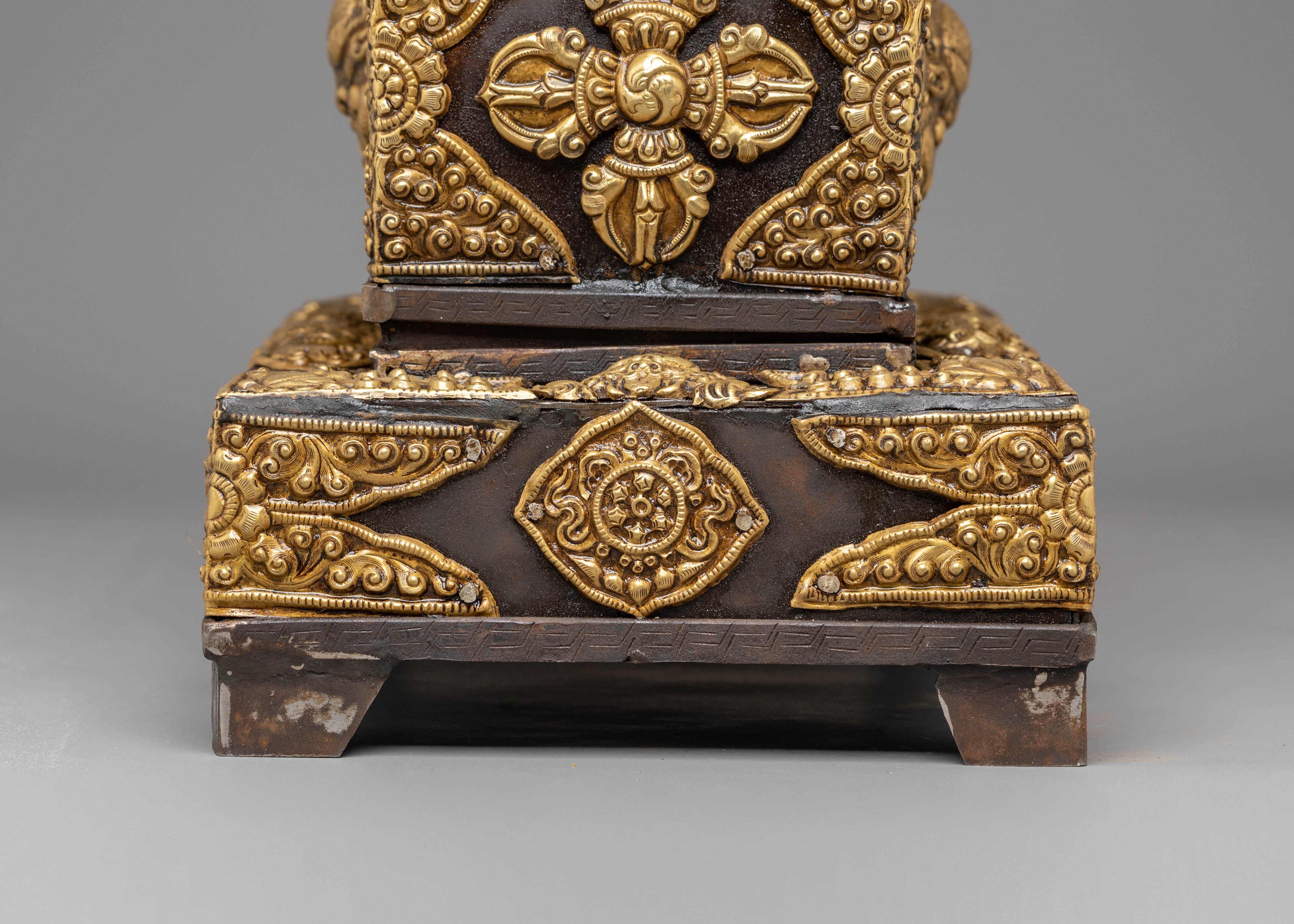 Handcrafted Tibetan Style Gold Tissue Box | Luxury Tibetan Decor