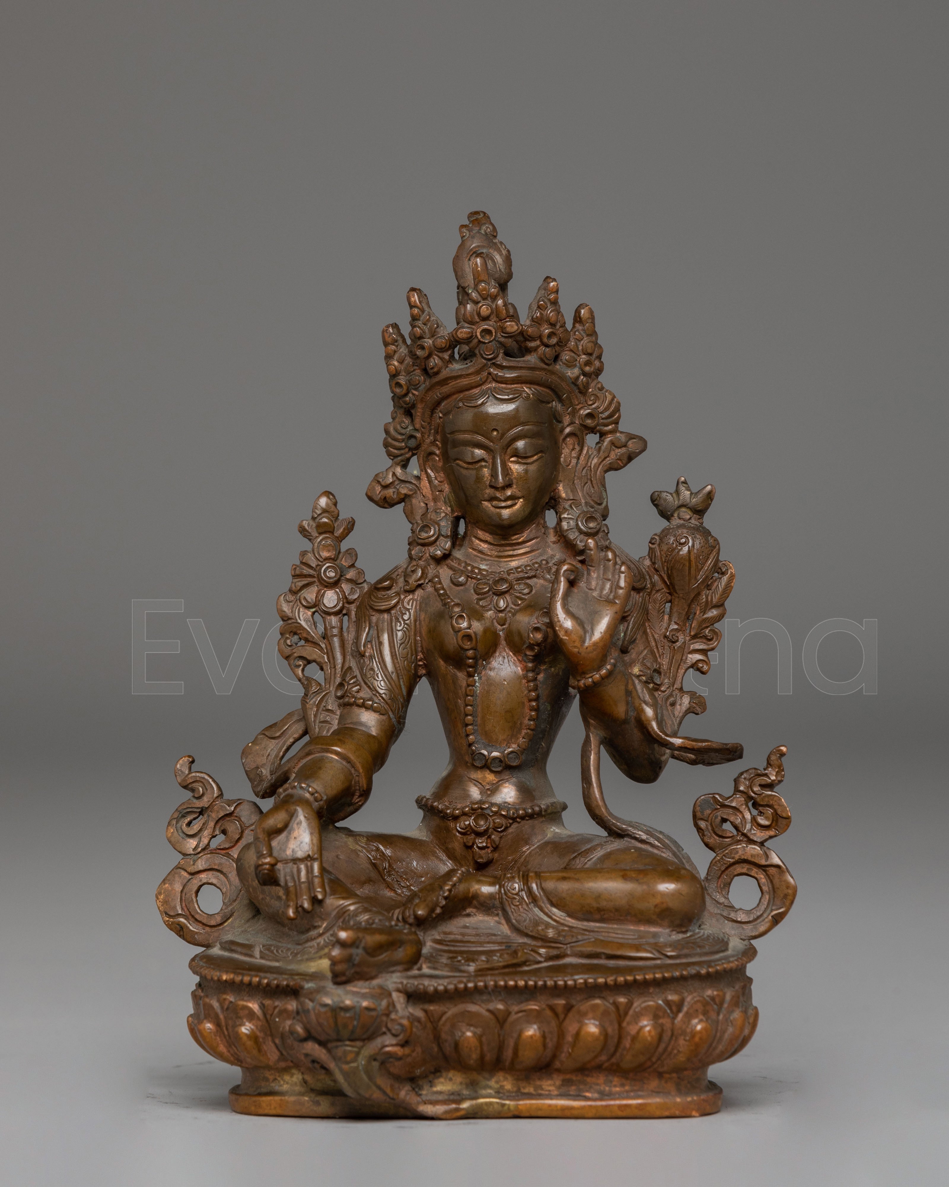 Oxidized Copper Statue of Green | Mother of All Buddhas