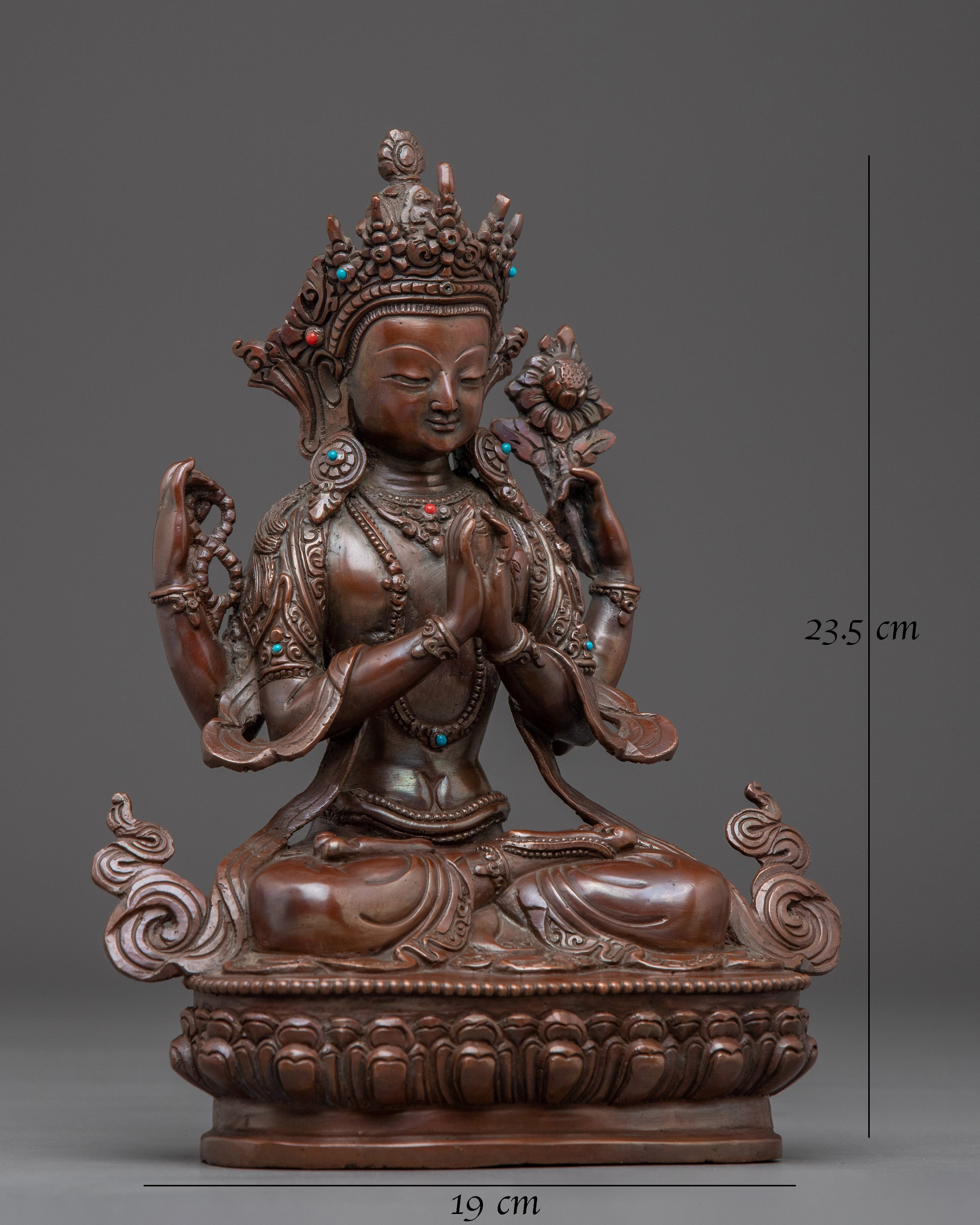 Chenrezig Oxidized Copper Artwork 